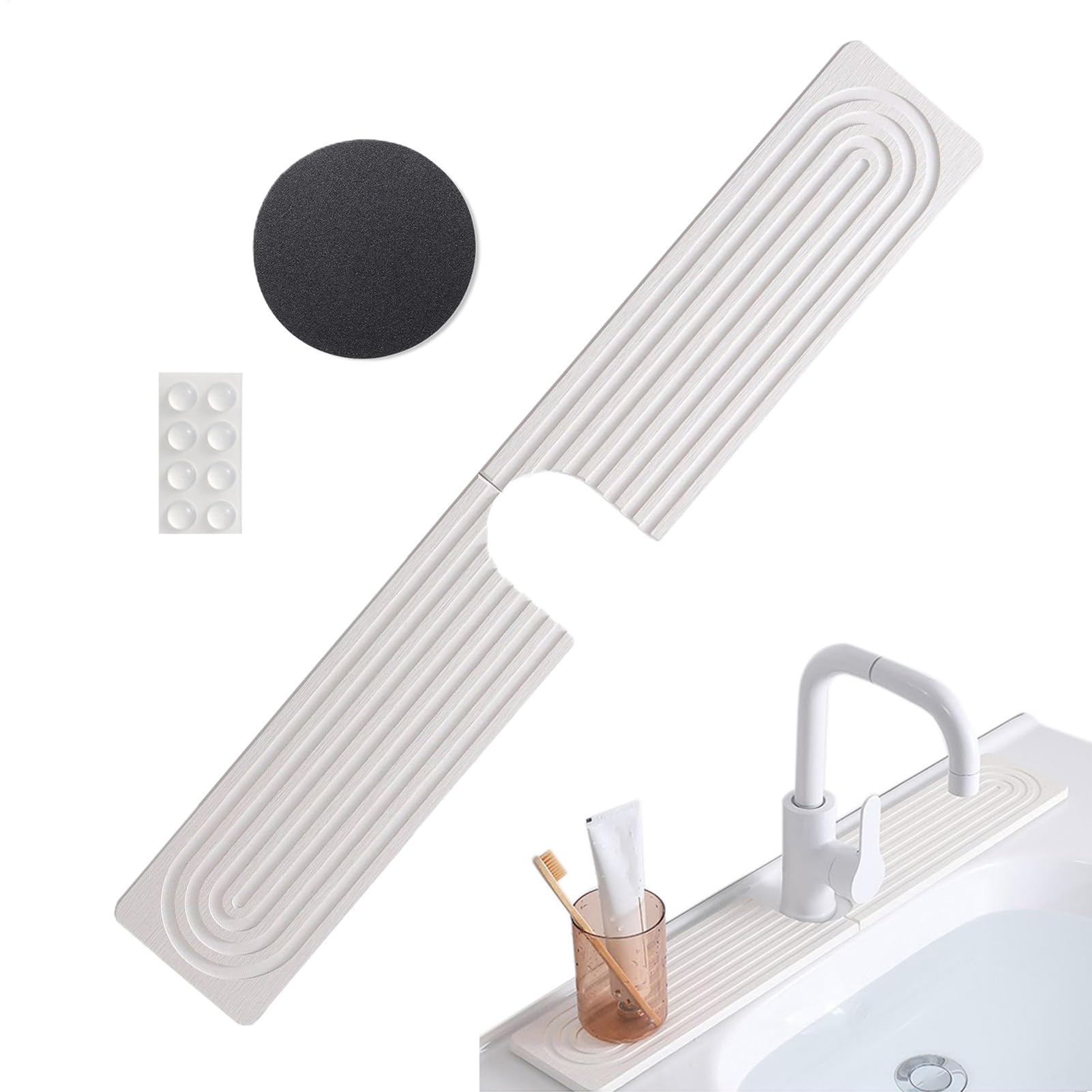 Tapis de robinet de cuisine en diatomite gris de 40cm pour évier propre
