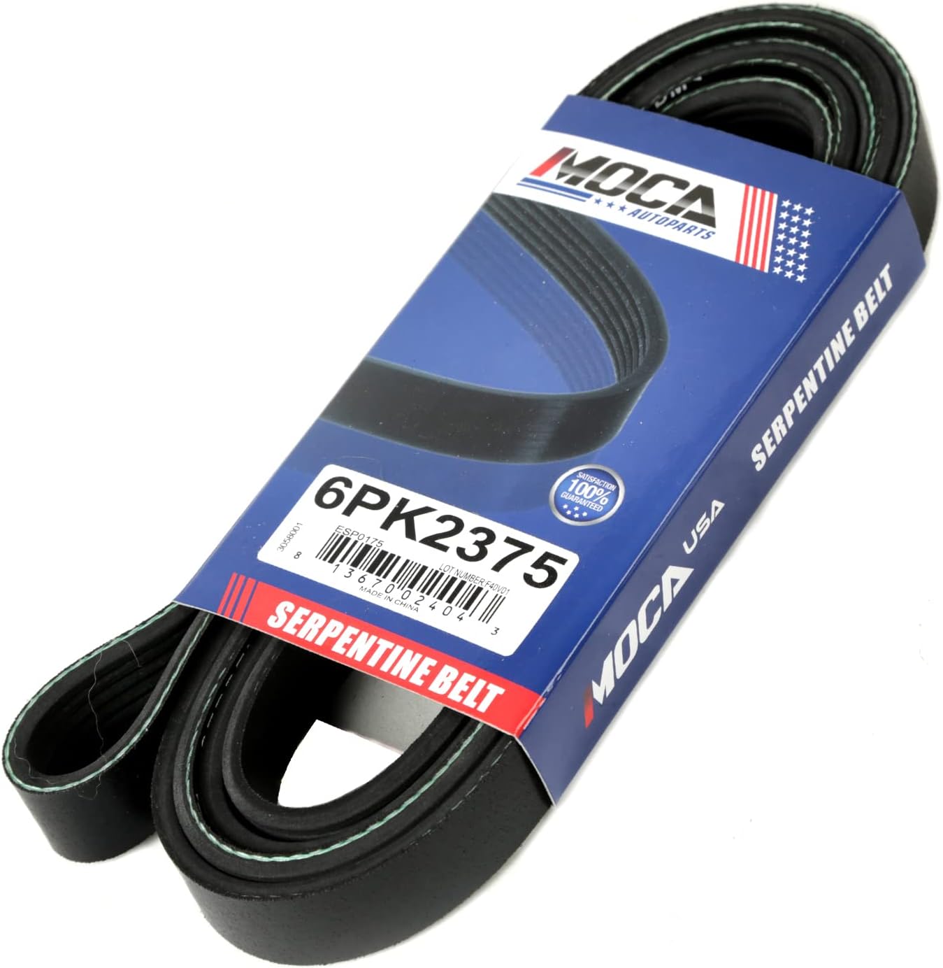 6PK2375 Serpentine Belt fit 2008-2012 for Chevrolet Malibu, 2004-2006 for Chrysler Pacifica, 1997-2001 for Mercury Mountaineer, 2007-2009 for Pontiac G6, or Saturn Aura, 1990-1996 for F-150