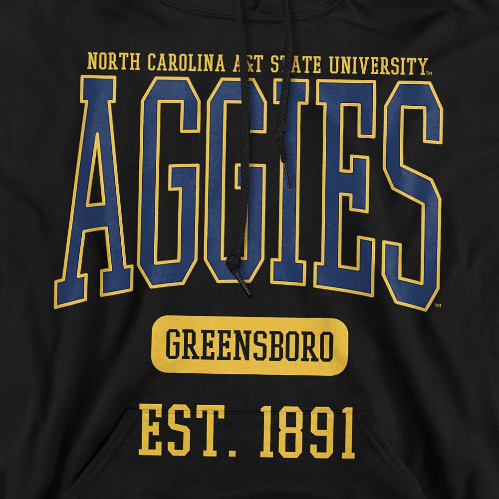 North Carolina A&T State University Official Est. Date Unisex Adult Pull-Over Hoodie,Black, 3X-Large