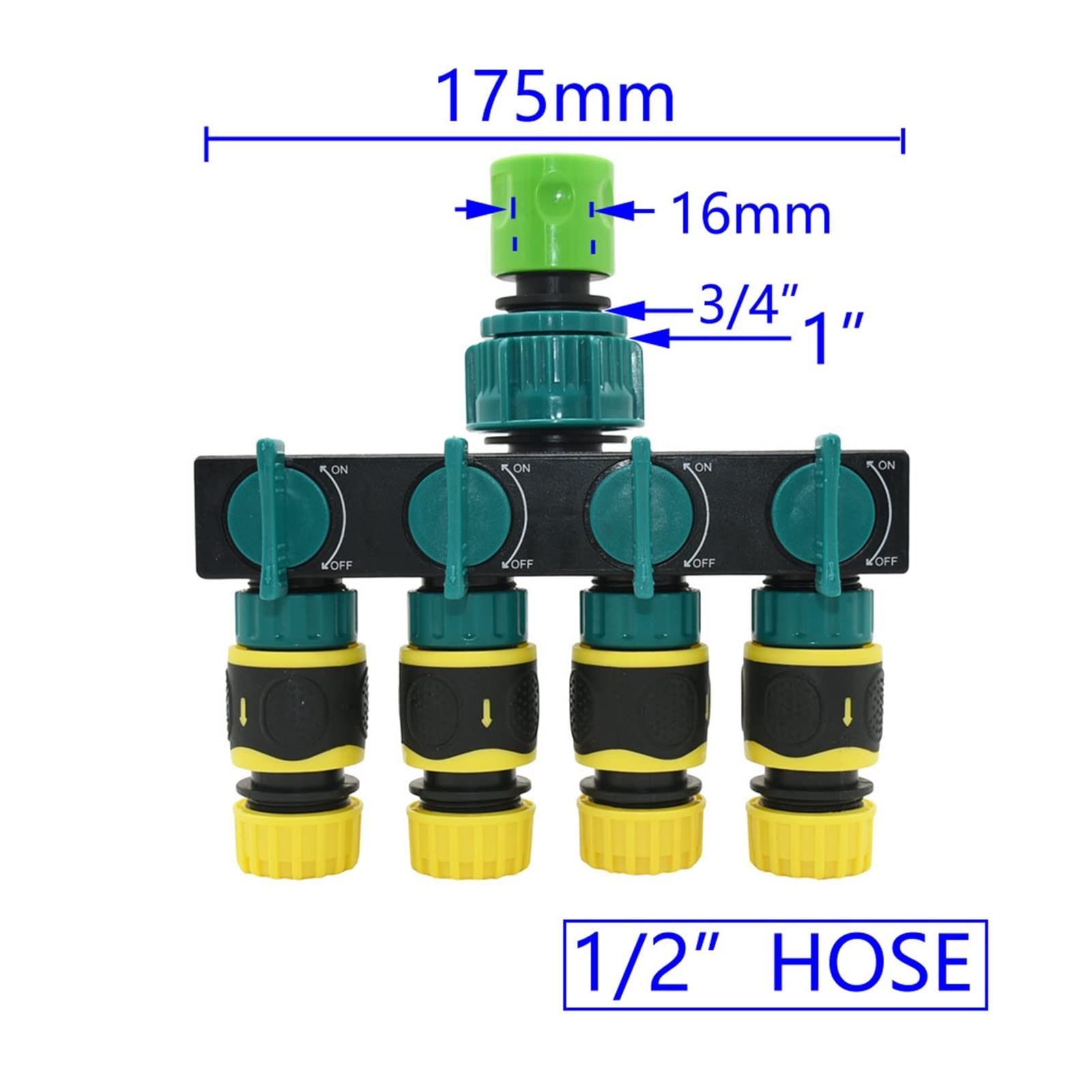 Adaptador de Conector de Utilidad Adaptador de Conector de Manguera Hembra 1/2" 3/4" 1" Giro 1/2 3/4 Manguera Grifo de Jardín de 4 Vías Colector de Manguera 16 Mm 20 Mm Derivación Válvula de Riego de