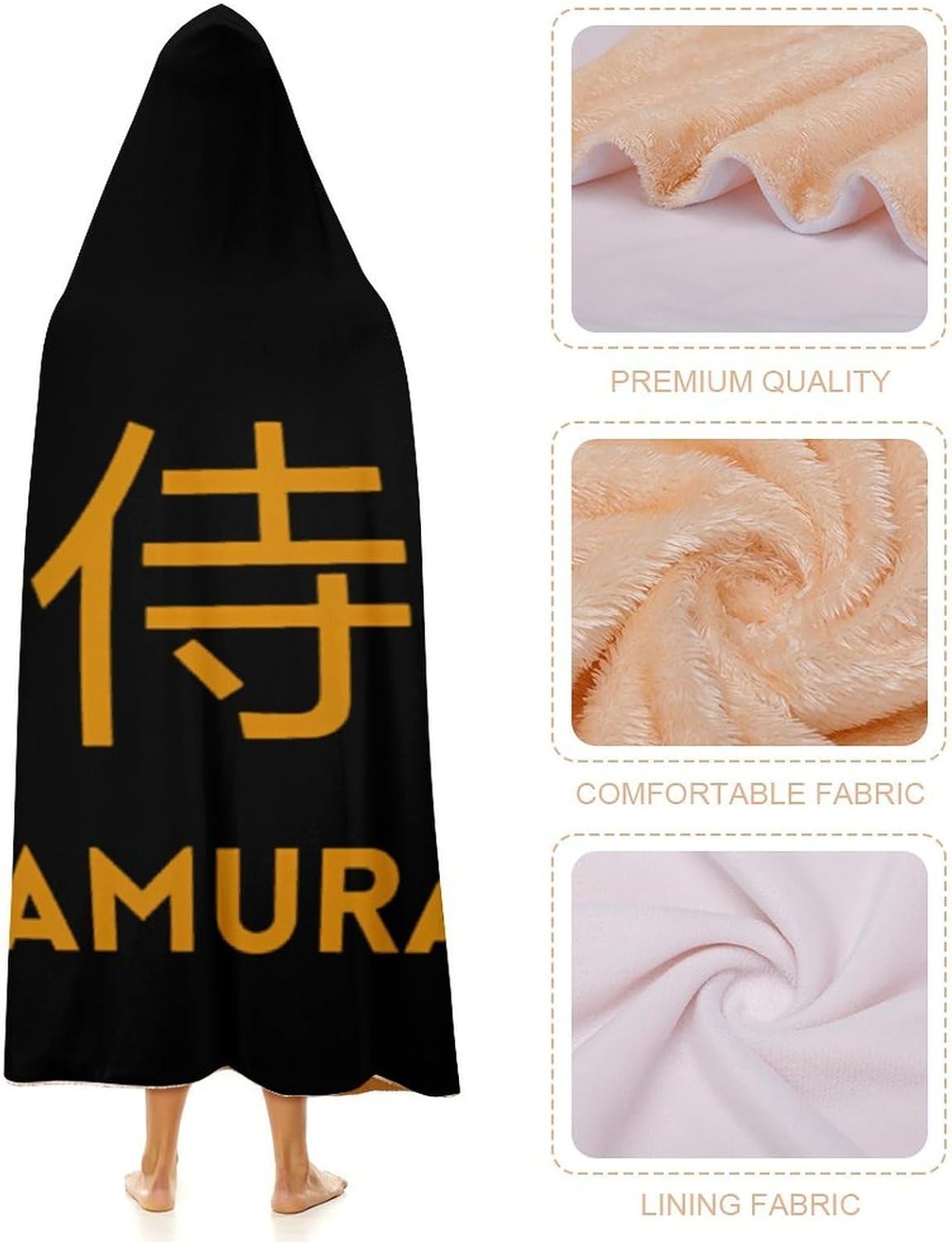 Samurai Logo Fashion Wearable Blanket Hoodie Fleece Throw Cloak Robe Unisex