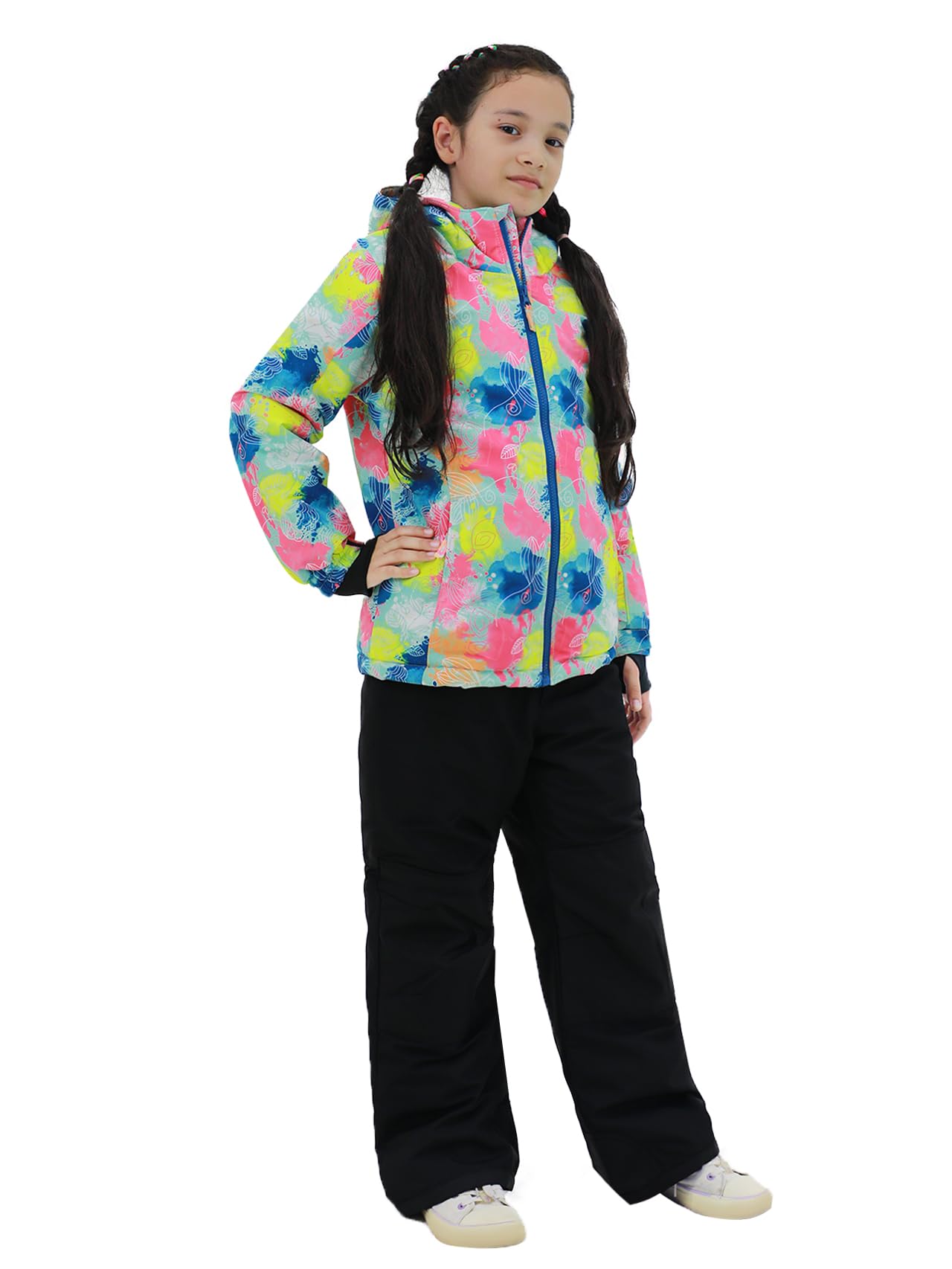 LUNA - Traje de nieve para niñas, con capucha, repelente al agua, resistente al viento, traje de invierno