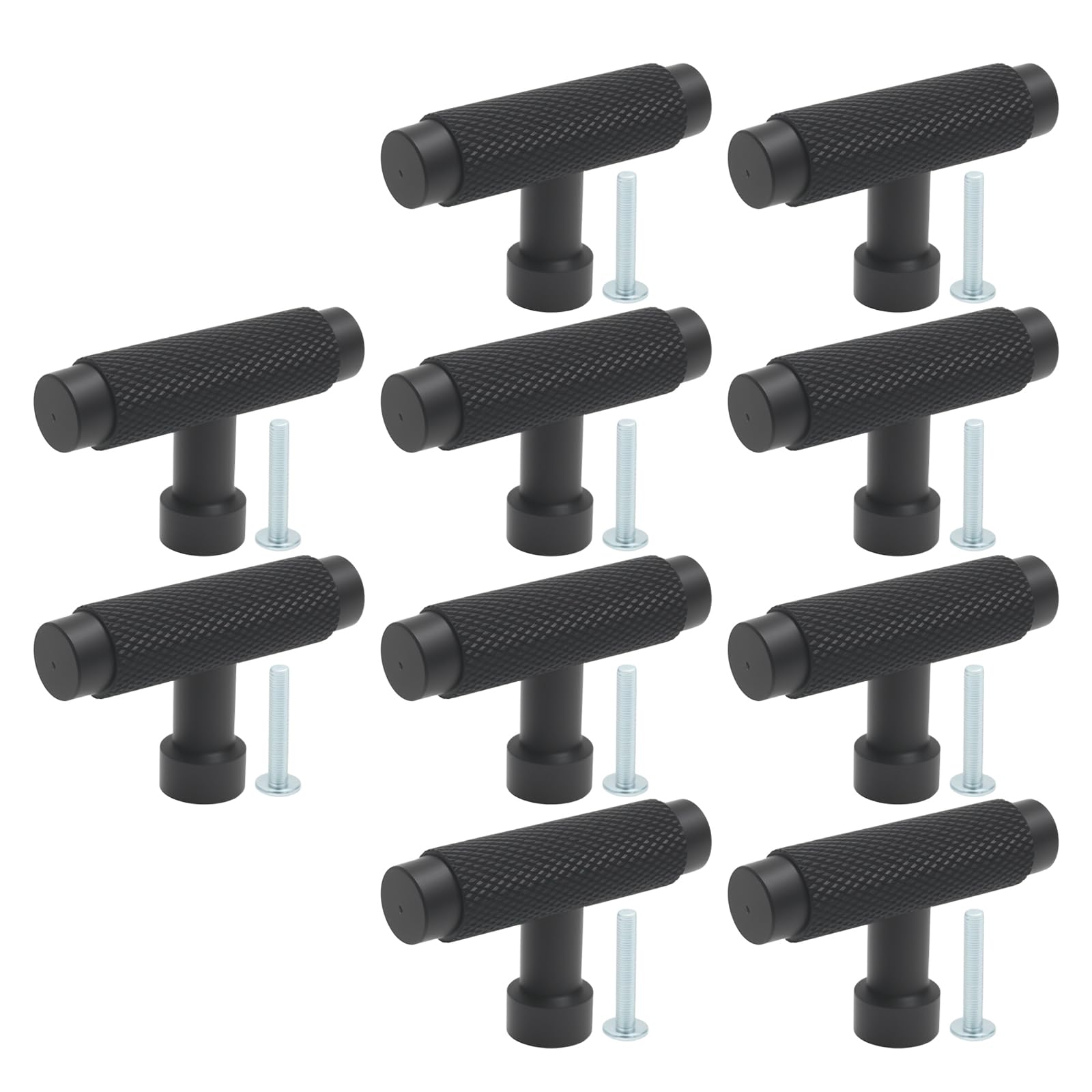 Ollanoos 10PCS Black Aluminum Alloy Cabinet Handles, 55mm Length Single Hole Pull Knobs, Ideal for Cabinets, Wardrobes, Drawers, and Dressing Tables
