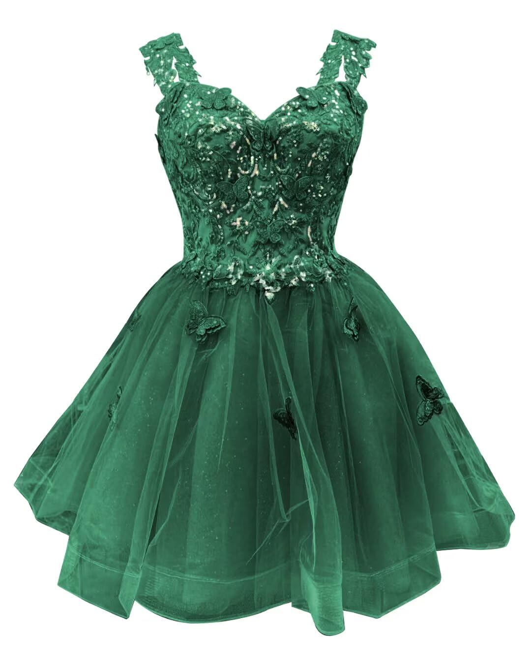 Youjiayi 3D Butterfly Short Homecoming Dresses for Teens Off Shoulder DAMA Dresses for Quinceanera Glitter Sequin Prom Dress