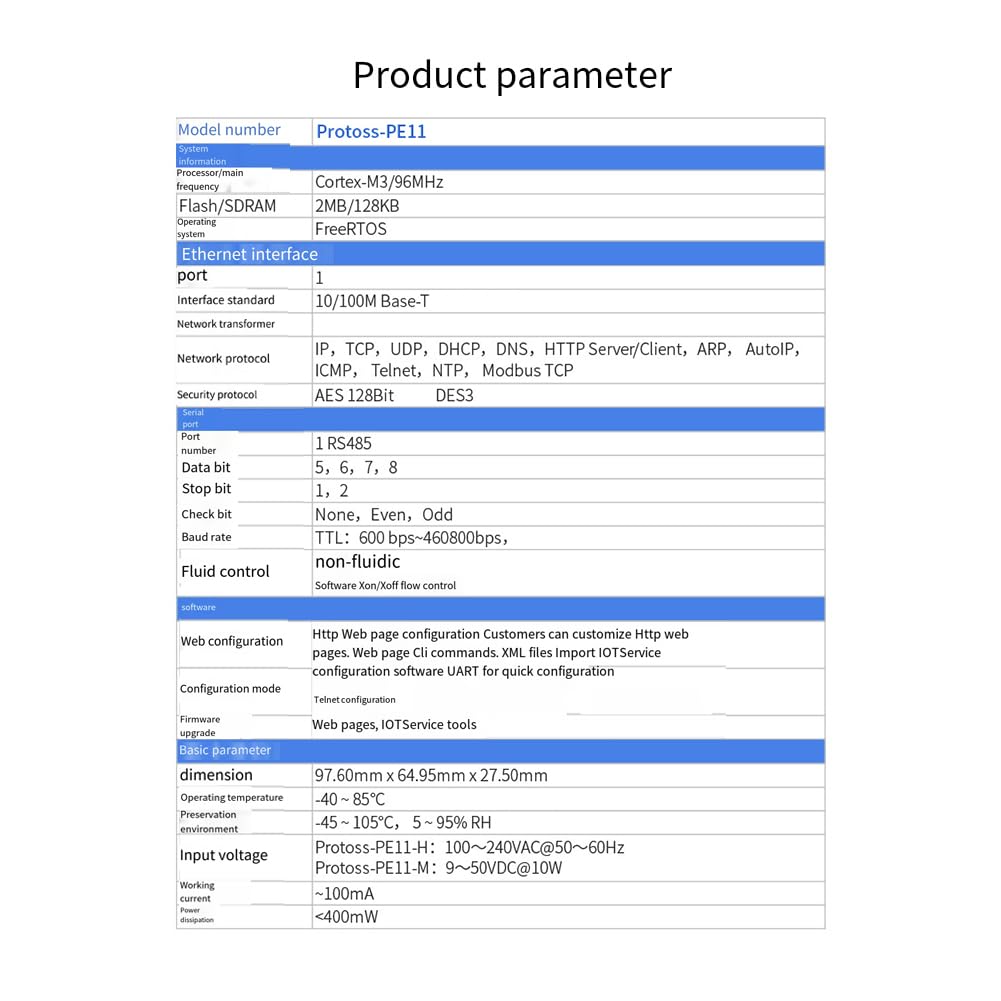1 unidad de puerto serie de carril DIN RS485 a Ethernet, servidor Protoss MQTT PE11-H, compatible con Modbus RTU, plástico