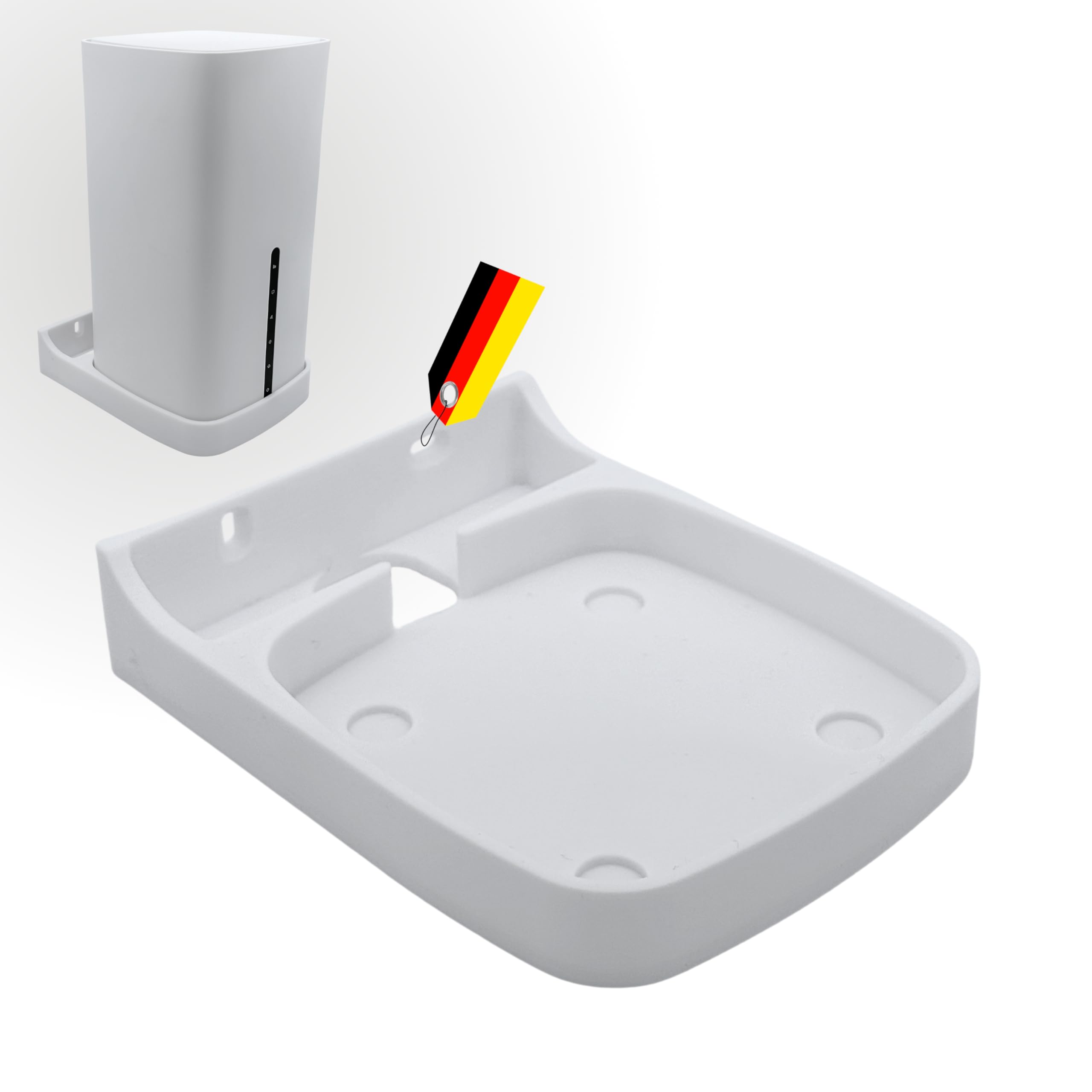 Uchwyt ścienny do routera TP-Link Archer NX200 LTE WLAN 5G, montaż ścienny, tworzywo sztuczne, biały, z półką na kabel, Made in Germany
