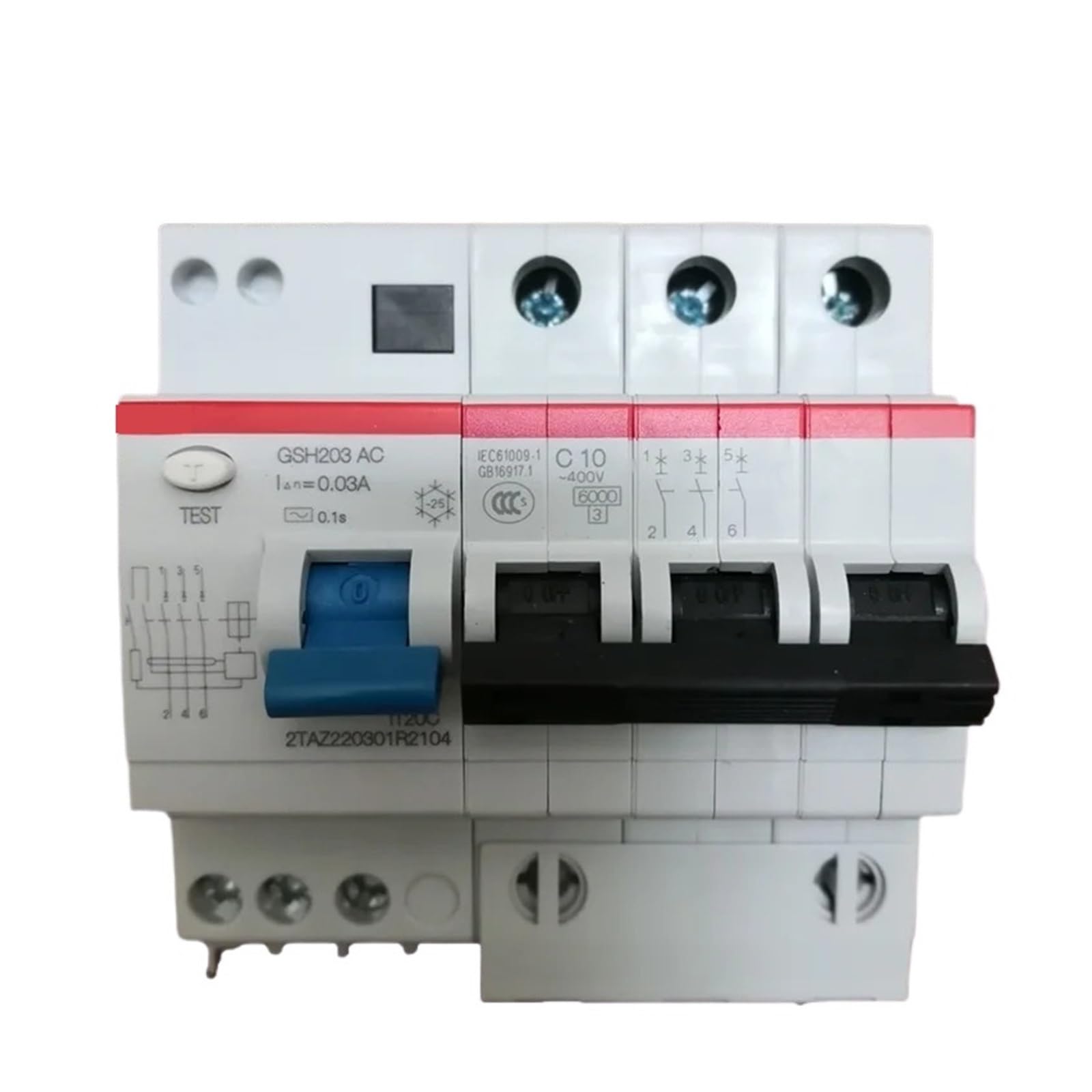 Wyłącznik różnicowoprądowy GSH200 1P+N 2P 3P 4P 6A 10A 16A 20A 25A 32A 40A 50A 63A Typ C elektroniczny (40A)