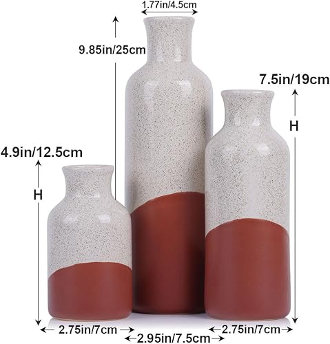 Miniatura 2 de Florero para decoración del hogar, juego de jarrón de cerámica para decoración de granja, jarrón de terracota para estante, jarrón decorativo