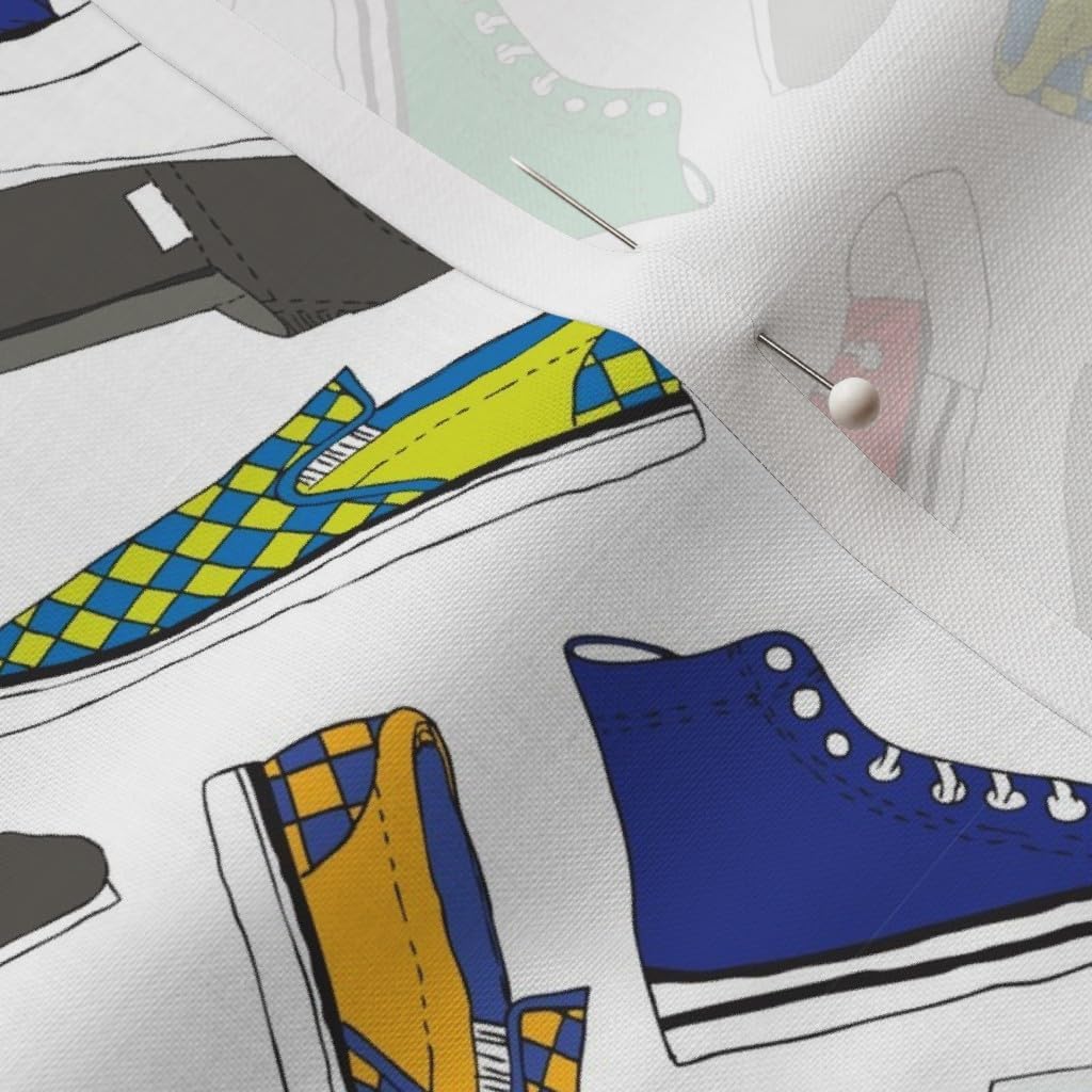 Spoonflower Fabric - Shoes Colorful Tennis Shoe Feet Fashion Sneakers Printed on Petal Signature Cotton Fabric by The Yard - Sewing Quilting Apparel Crafts Decor