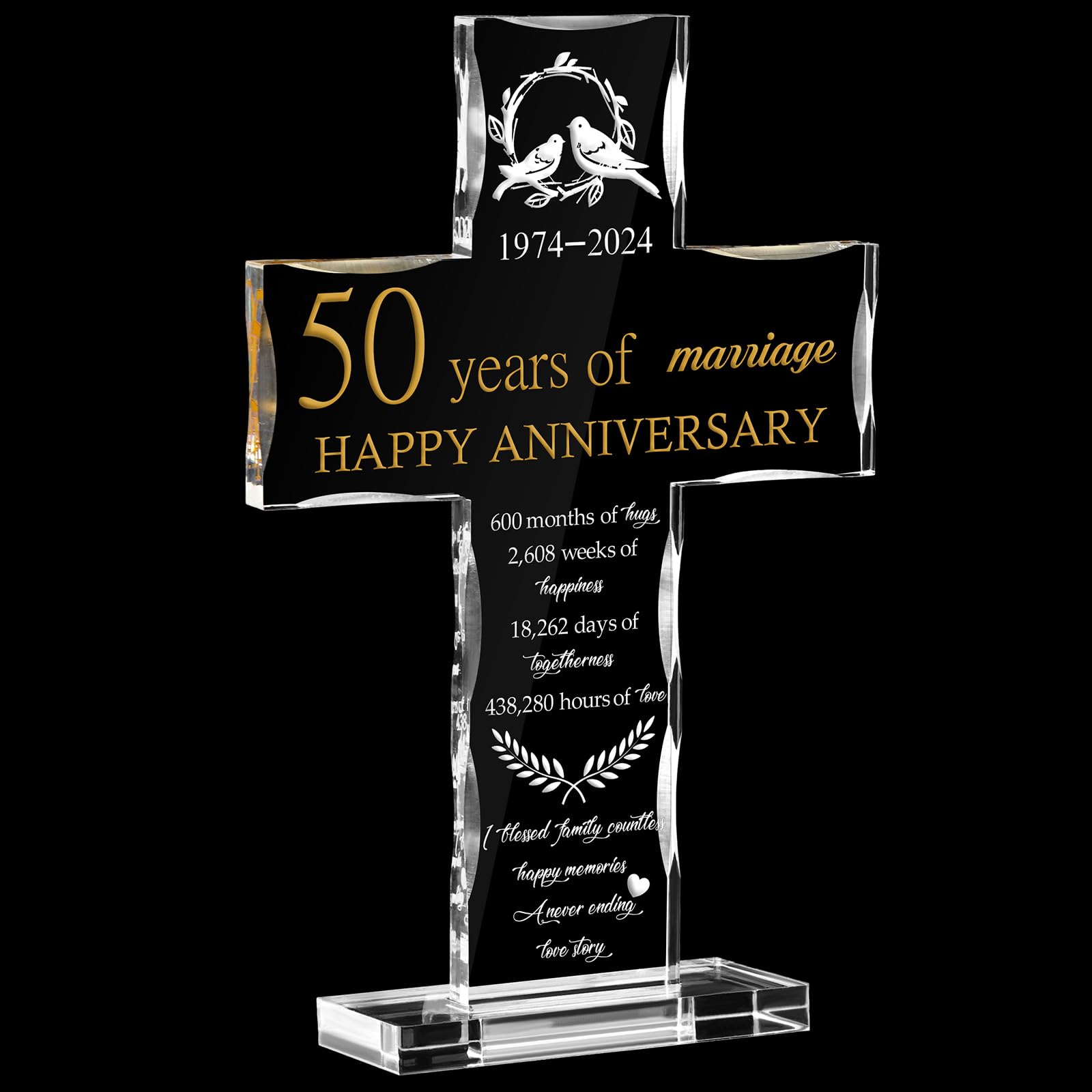 Photo 1 of 2024 Wedding Religious Gifts Standing Cross Keepsake Gifts for Parents Wedding Gift for Her Happy Cross Gifts for Wife(50th)