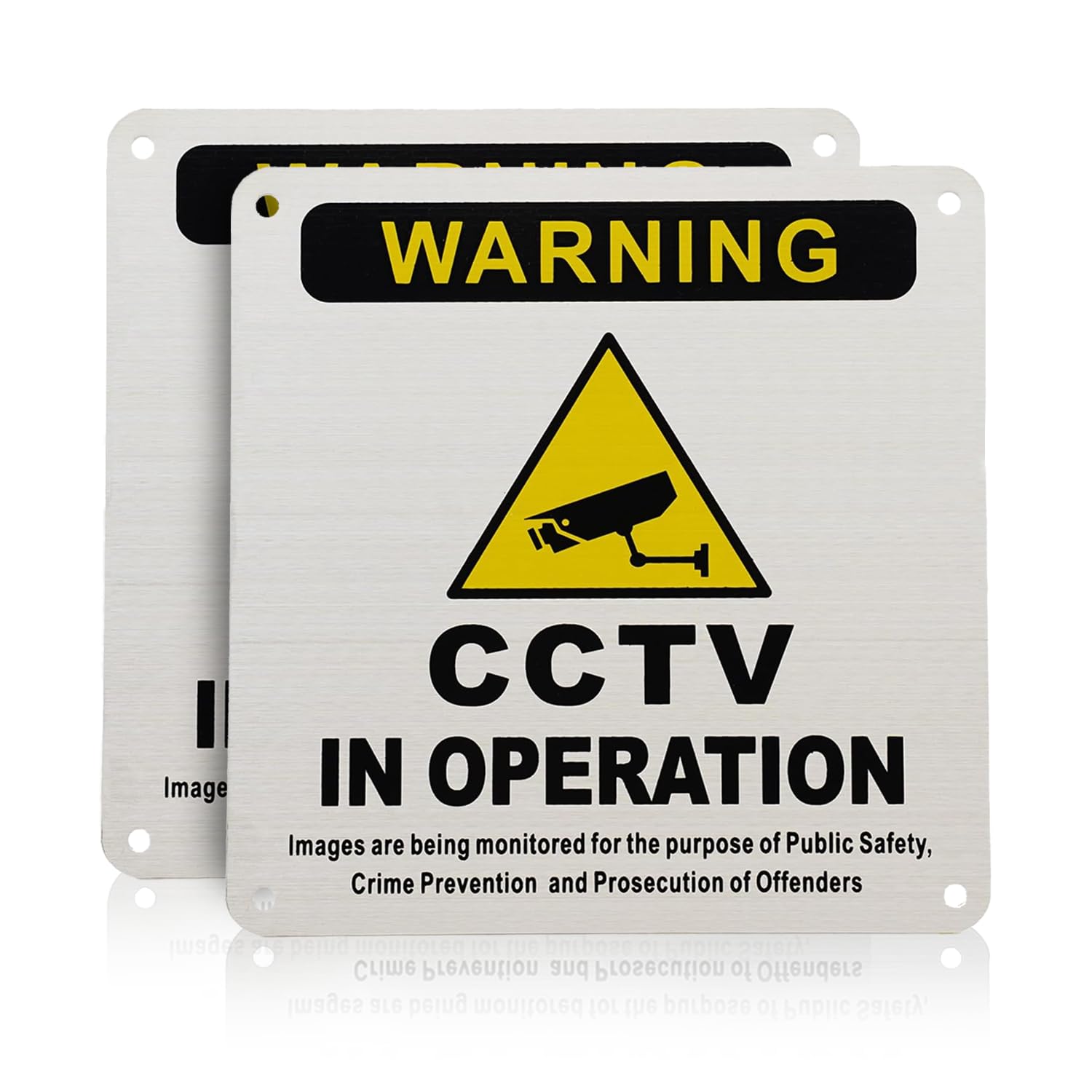 2PCS CCTV Sign with Self-Adhesive and Pre-Drilled Holes