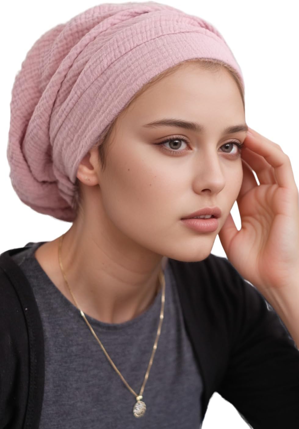 Ermandina Soft Breathable Head Wrap – Adjustable Lightweight All-Day Comfort Tichel Beret Style Jewish Head Covering