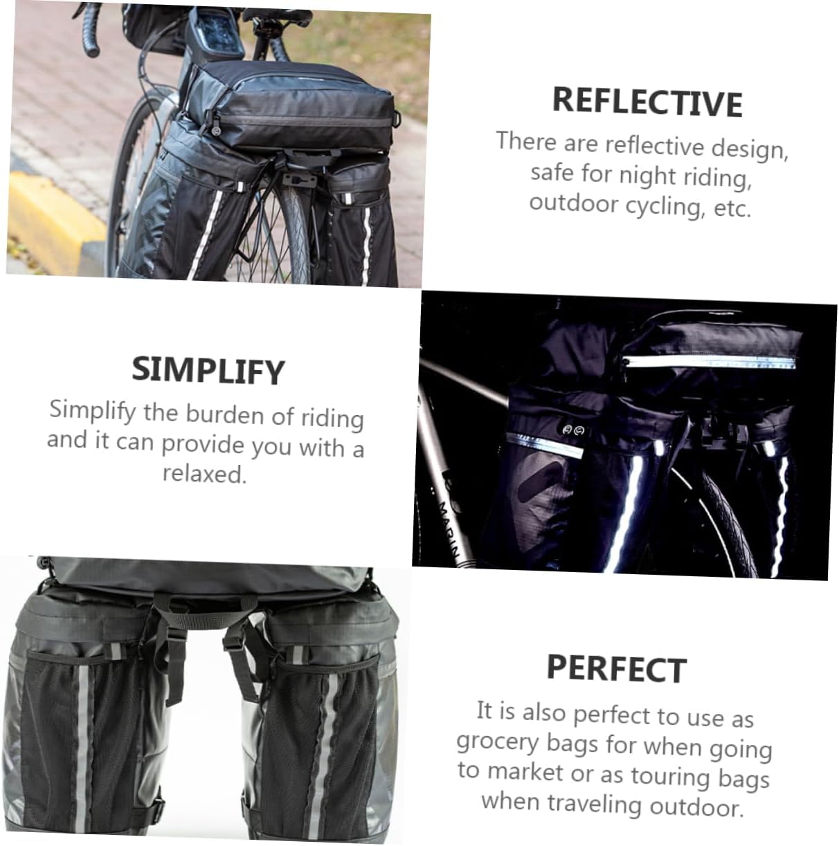 Bicycles Rear Shelf Bag Travel Bag Phone Storage Reflective for Night Riding Bike Accessories