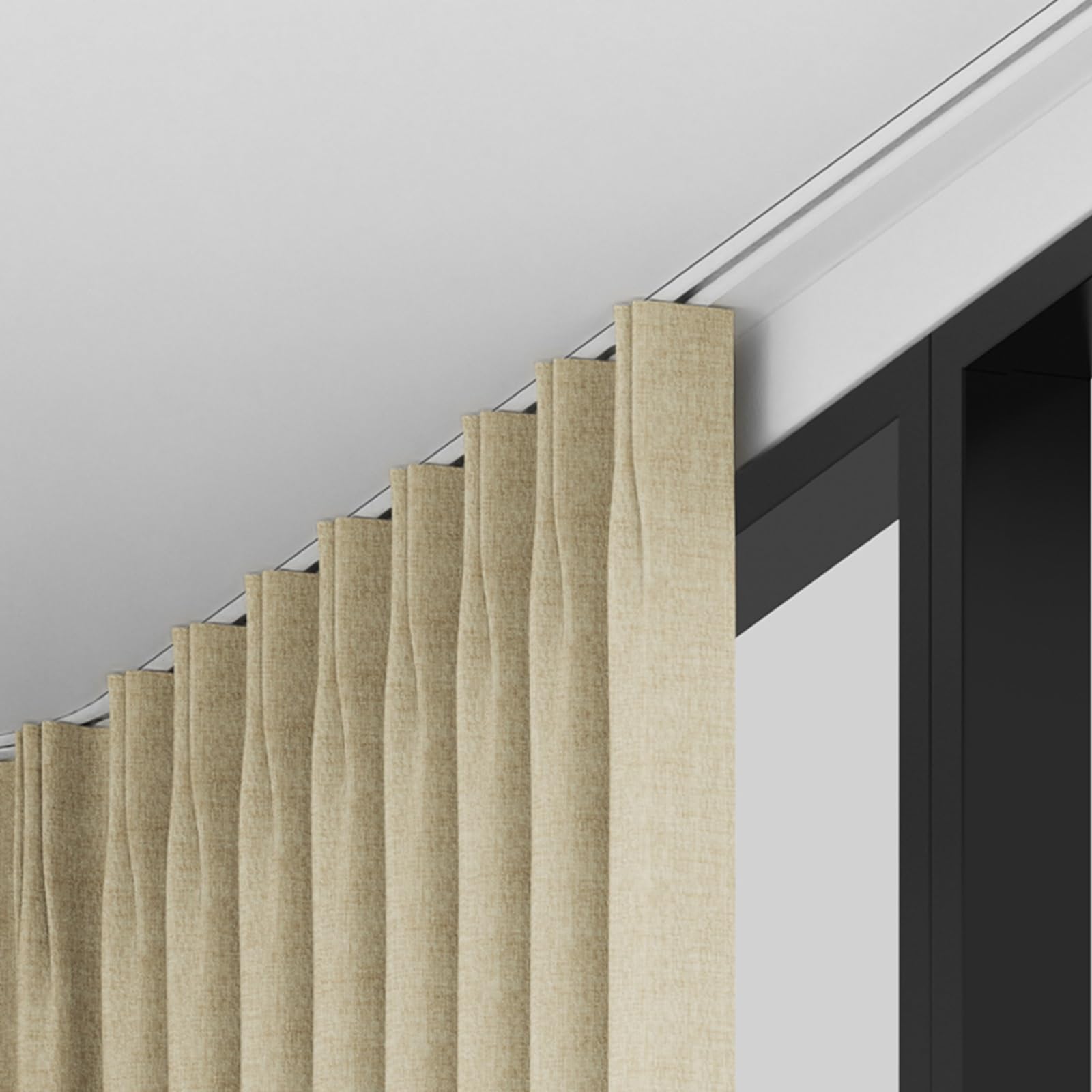 Riel Cortina Riel Oculto Para Cortinas Con Trampilla De Acceso, Juego De Riel Empotrado Para Cortinas Que Crea Privacidad Y Separa Ambientes, Premontadas En El Techo.(White,1.3m/4.3ft)