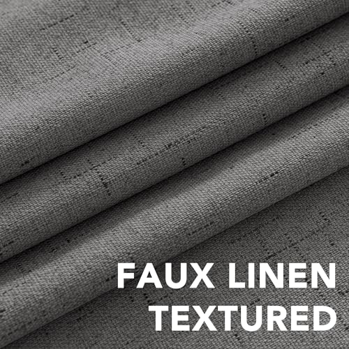 Image of H.VERSAILTEX Linen Blackout Curtains Durable Thick Textured Linen Look 100% Blackout Patio Door Curtain Anti Rust Grommet Extra Wide Sliding Door Curtain Panel, W100 x L108 inch - Grey
