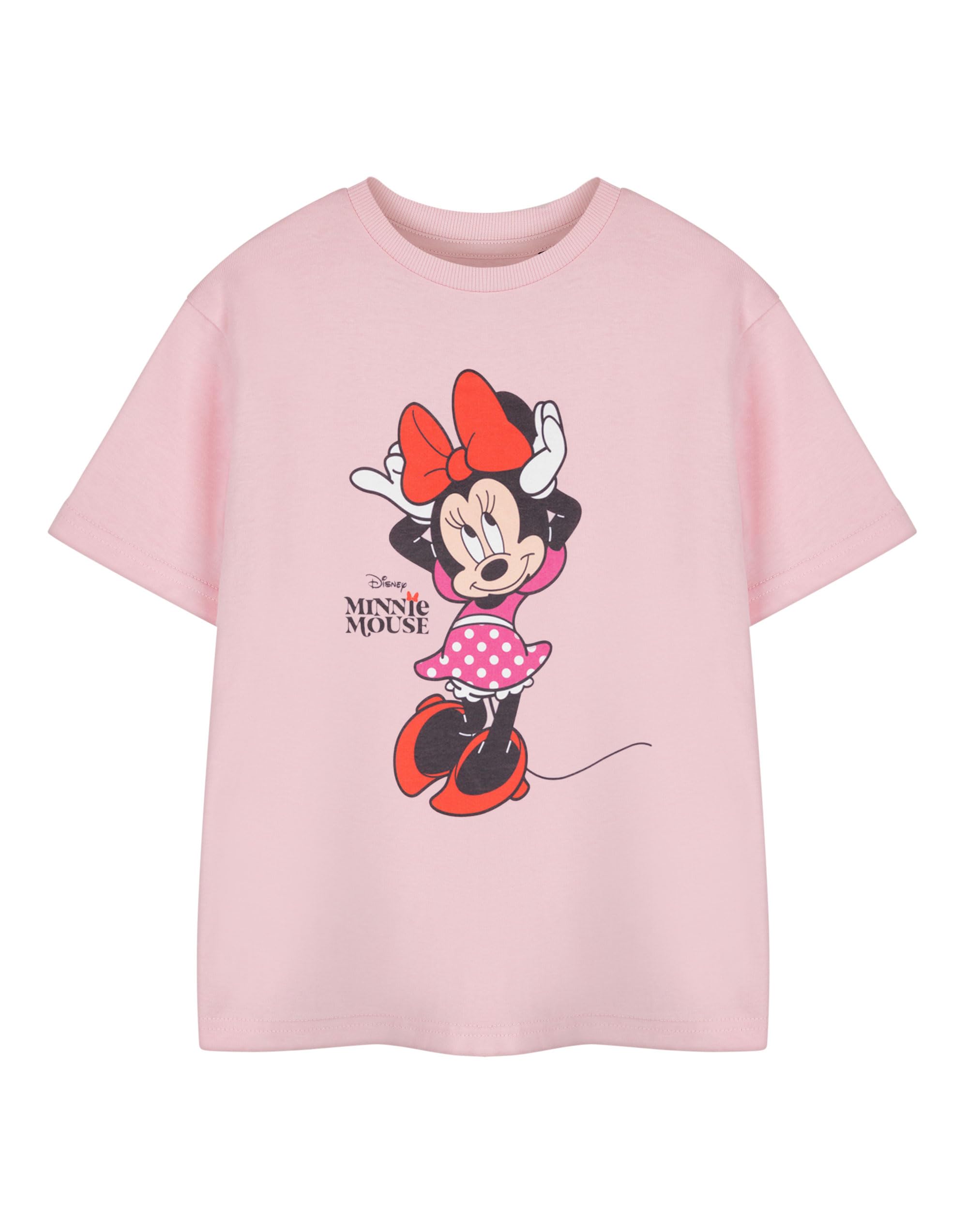 Disney Dziewczęca koszulka z krótkim rękawem Myszka Minnie | Koszulka z grafiką dla dzieci | Klasyczna odzież postaci | Top z okrągłym dekoltem | Moda dziecięca
