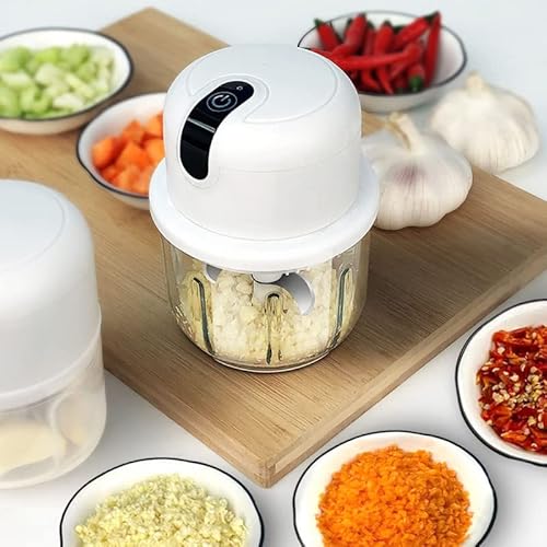 Hyranect Mini Processador De Alimentos 3 Lâminas Elétrico Bivolt Usb - Branco