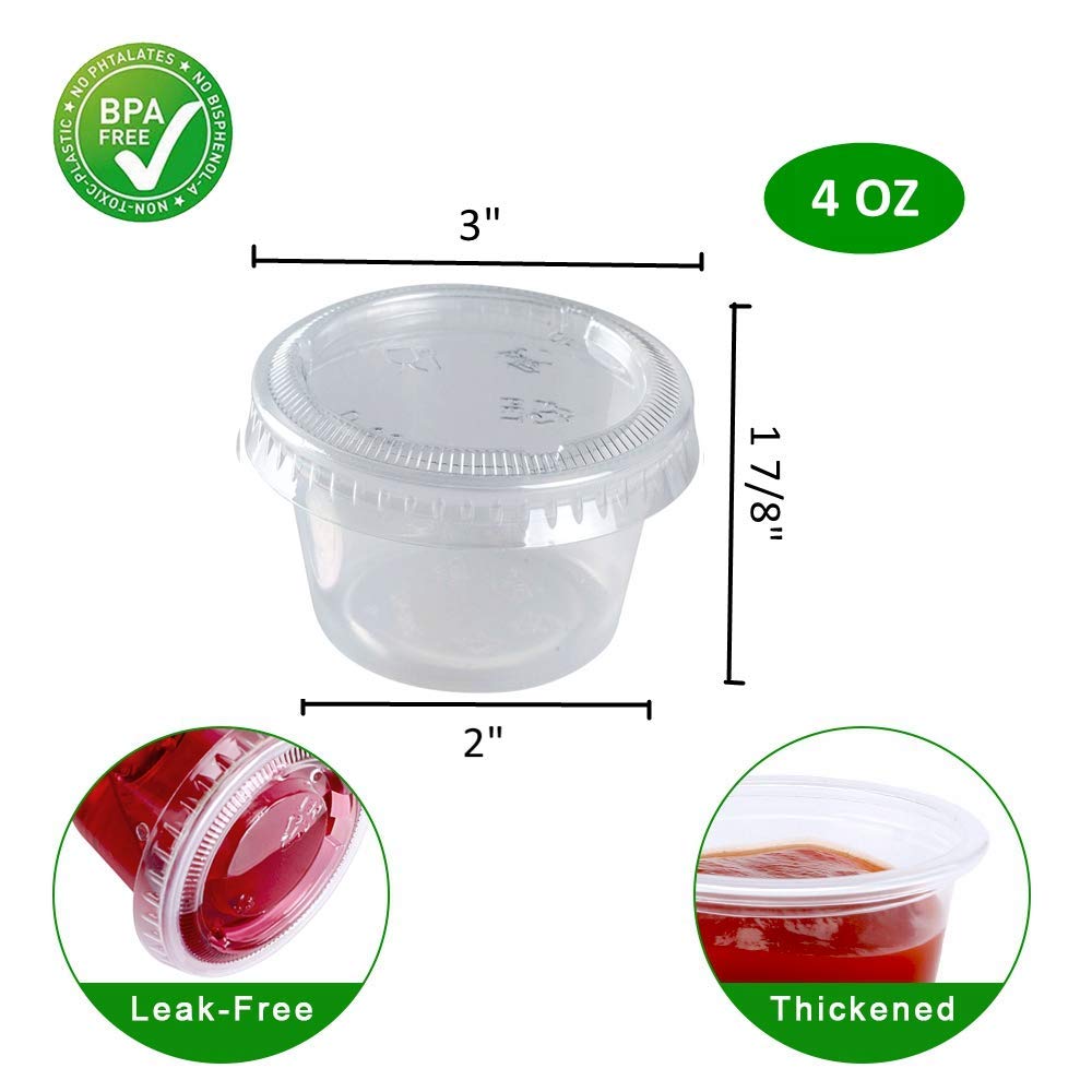 🛒 Crazy Deals TashiBox 4 oz Plastic Cups/Disposable Portion Cups/Souffle Cups with Lids, 100 Sets…