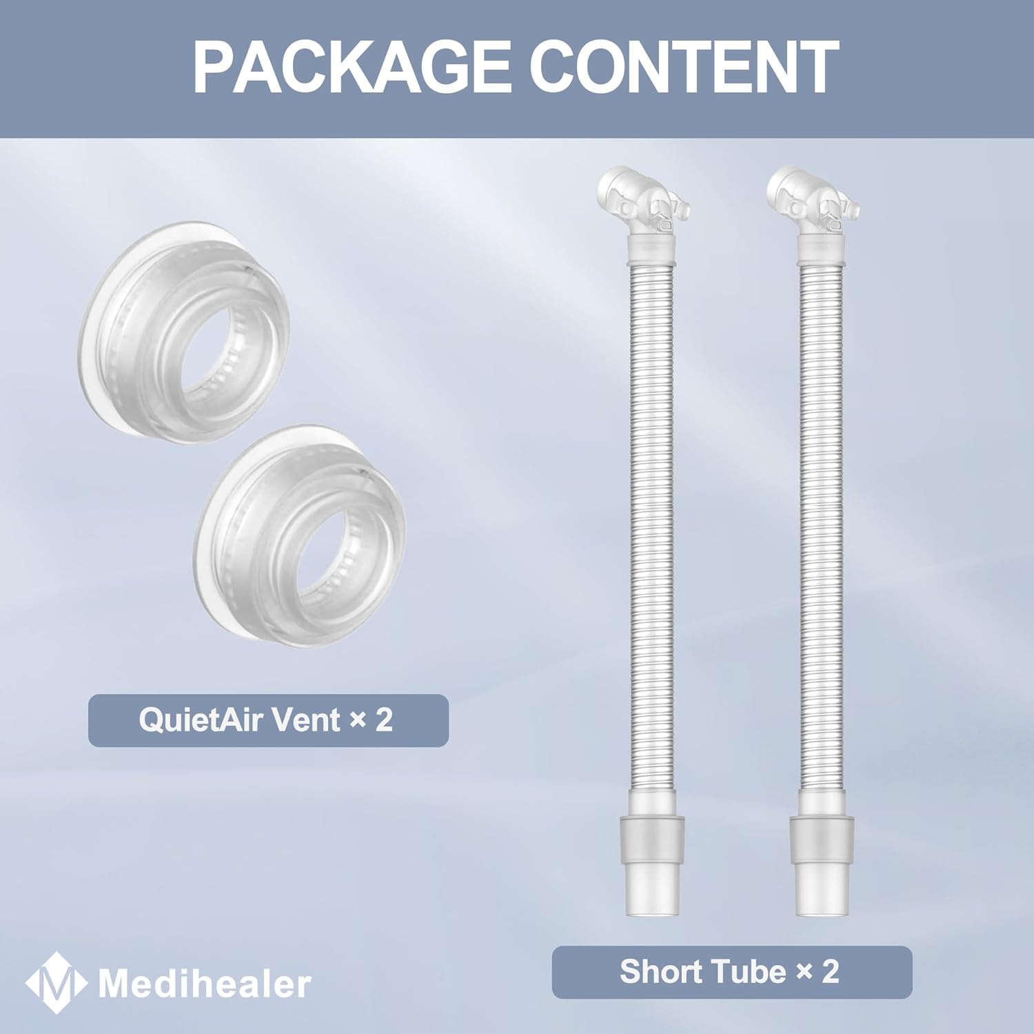 2 Packs QuietAir Elbow Tube for Airfit F40,Including 2 Short Tube 2 Elbow and 2 QuietAir Vent,Great Value CPAP Supplies by Medihealer - Image 6