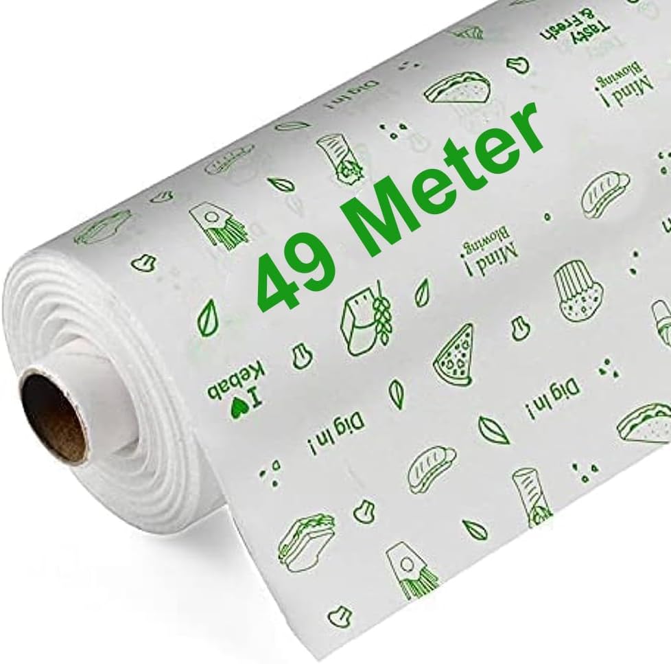 JASMINE & GLORY 49 Meter Butter Paper Roll for Baking – Non-Stick, Food Grade Parchment Paper | Microwave & Oven Safe | Ideal for Cake, Snack Preparation & Wrapping