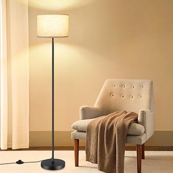 OUTON Beige Drum Lamp Shades for Floor Lamps, 13 Top x 13 Bottom x 10 High, Easy to Assemble, Replacement Linen Lampshades for Table Lamps & Bedside Lamps (1.65 Spider)