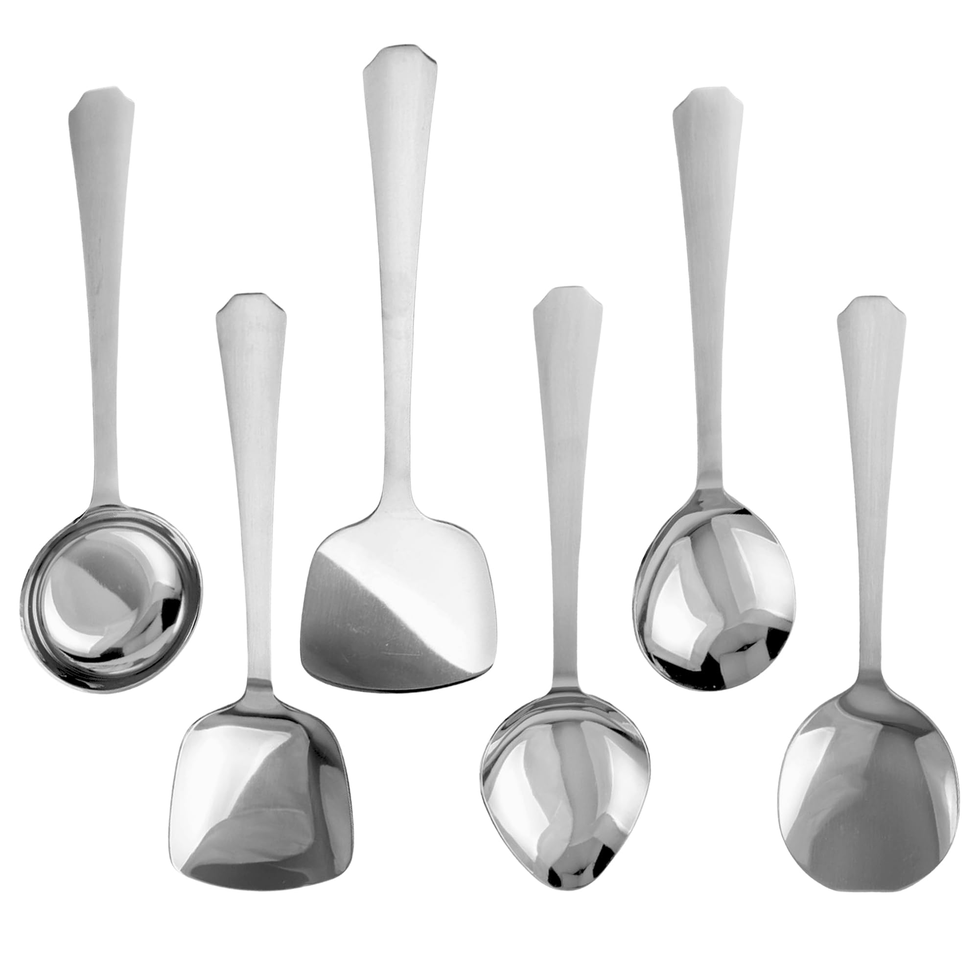CRAFTONE Stainless Steel Kitchen Cooking Utensil Set (6-Piece) Includes Ladle, Turner, Serving, Cooking, Rice, Oval Spoon, Spatula Set – Premium Cooking & Serving Tools for Every Kitchen.