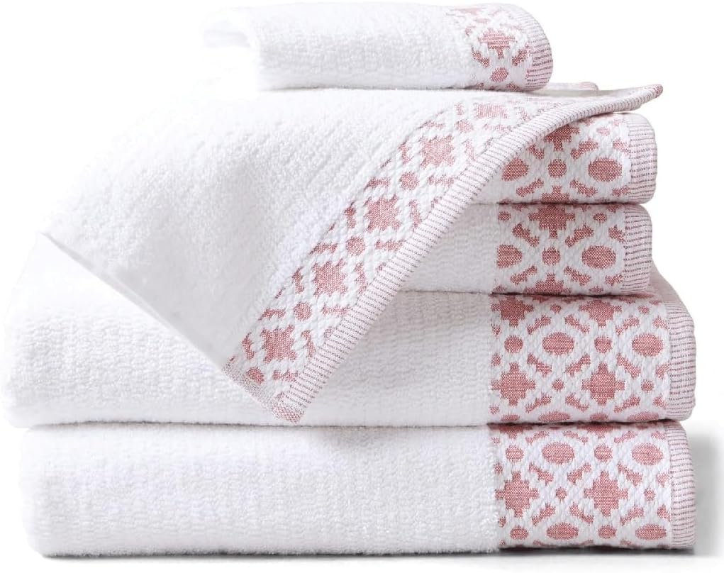 Towel Set Textured Decorative Border Bath Towel
