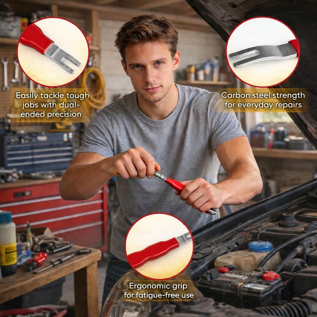 Kit de 5 alicates de desconexión eléctrica automotriz con estuche de almacenamiento de cuero, separador de conectores de acero de alto carbono, abrazadera de manguera y herramientas de extracción de