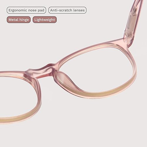 Miniatura 10 de IBOANN Paquete de 4 lentes de bloqueo de luz azul para mujeres y hombres, antifatiga ocular, marcos redondos retro con lente transparente