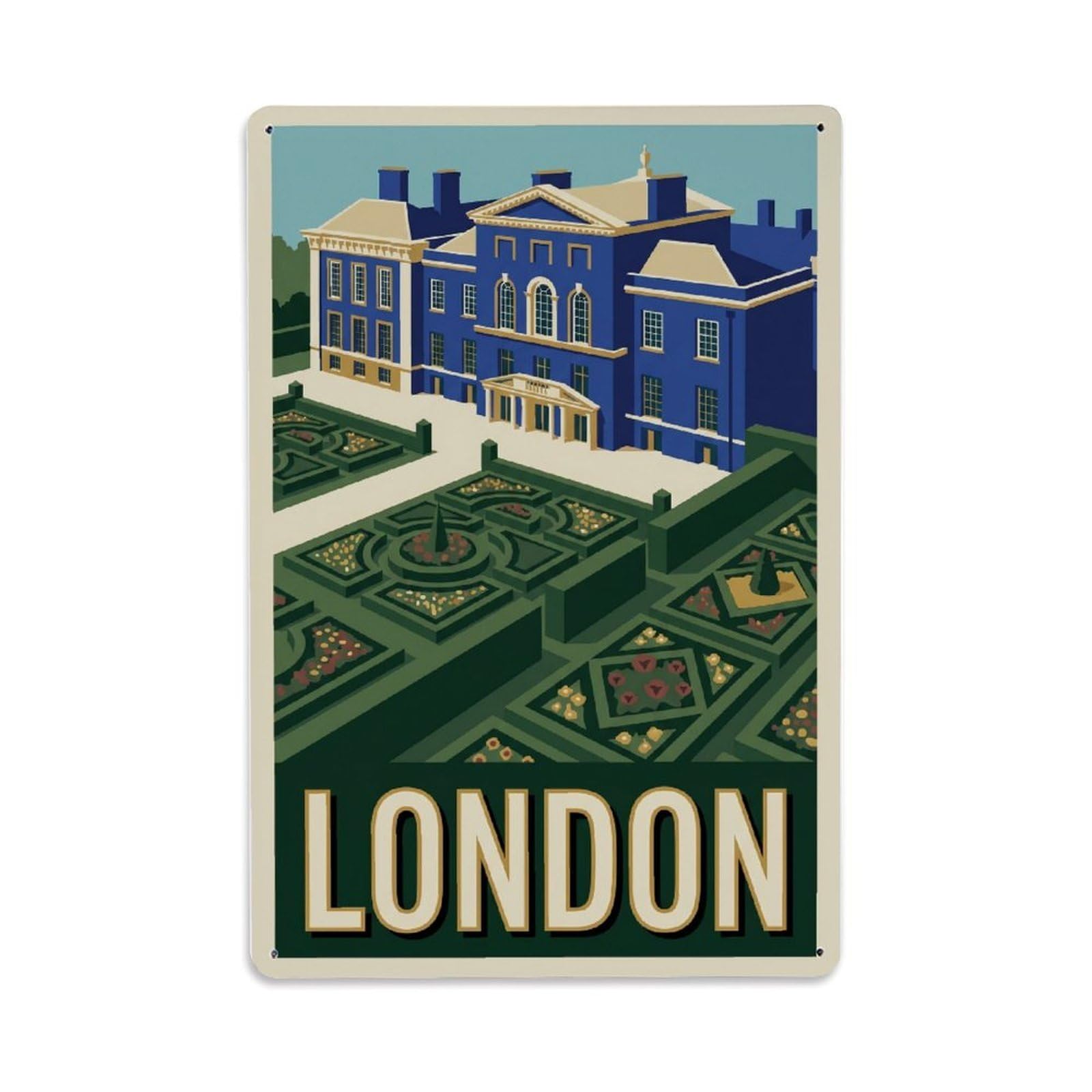 Vintage Travel London Kensington Palace Gardens Clean England Metal Tin Sign Plaque Wall Decor for Cafe, Club Bar, Office, Home Garden Metal Poster 8x12Inch