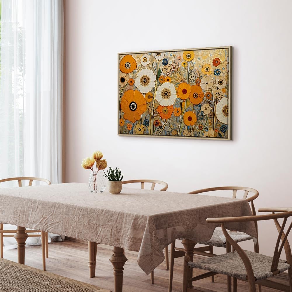 murando - Quadro AI Ispirato da Gustav Klimt Floreale 120x80 cm 1 Pezzo - Stampa su Tela XXL Grande - Quadri Moderni Soggiorno Grandi - Stampe da Parete Murale Arte Moderno Pittura b-B-10321-b-a