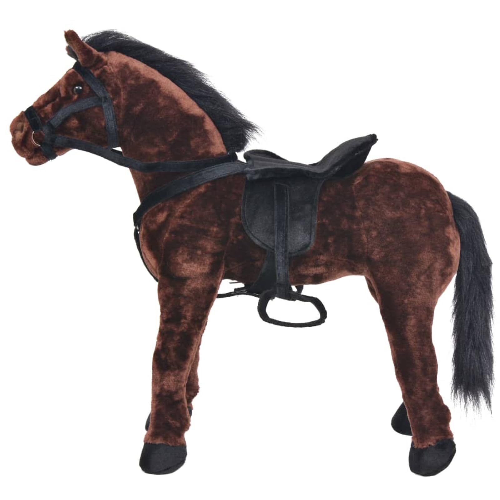 Cavallo di Peluche Marrone Scuro XXL Giocattolo Gioco per Bambini Bimbi