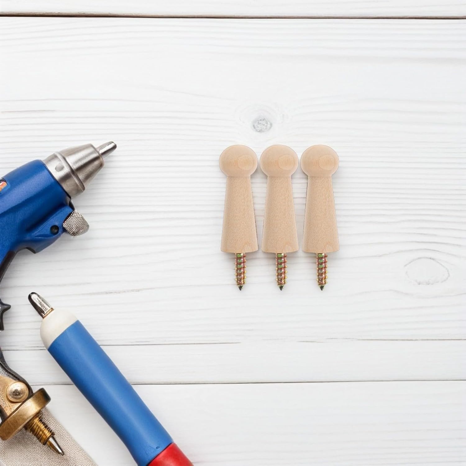 OUNONA 12pcs Solid Wood Shaker Pegs Wall Hooks Screws M4, Unfinished Wooden Coat and Hat Hangers for Clothes Towels Bathroom Storage, DIY Paintable Decorative Wall Mounted Hooks for Home