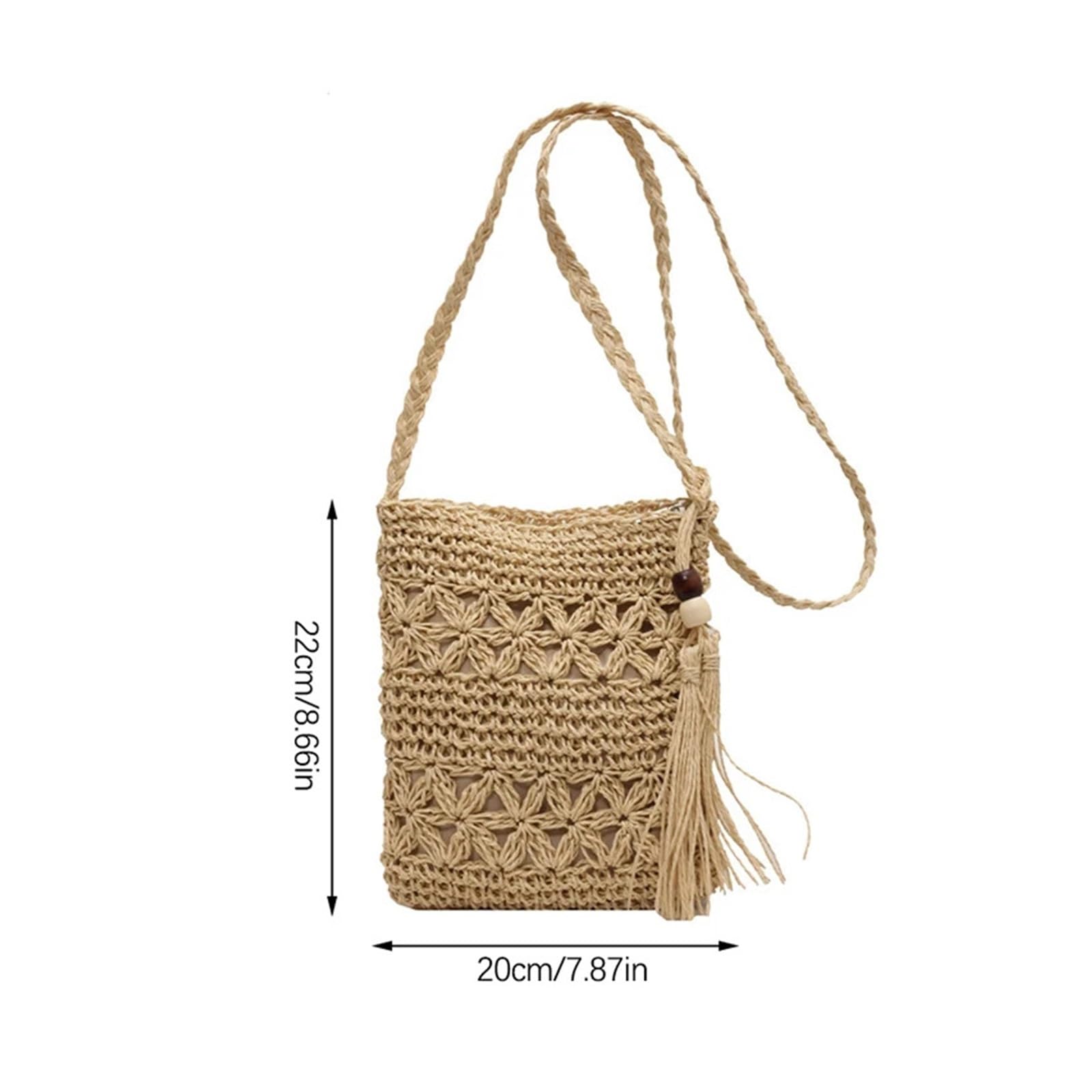 Bolso bandolera de crochet paja
