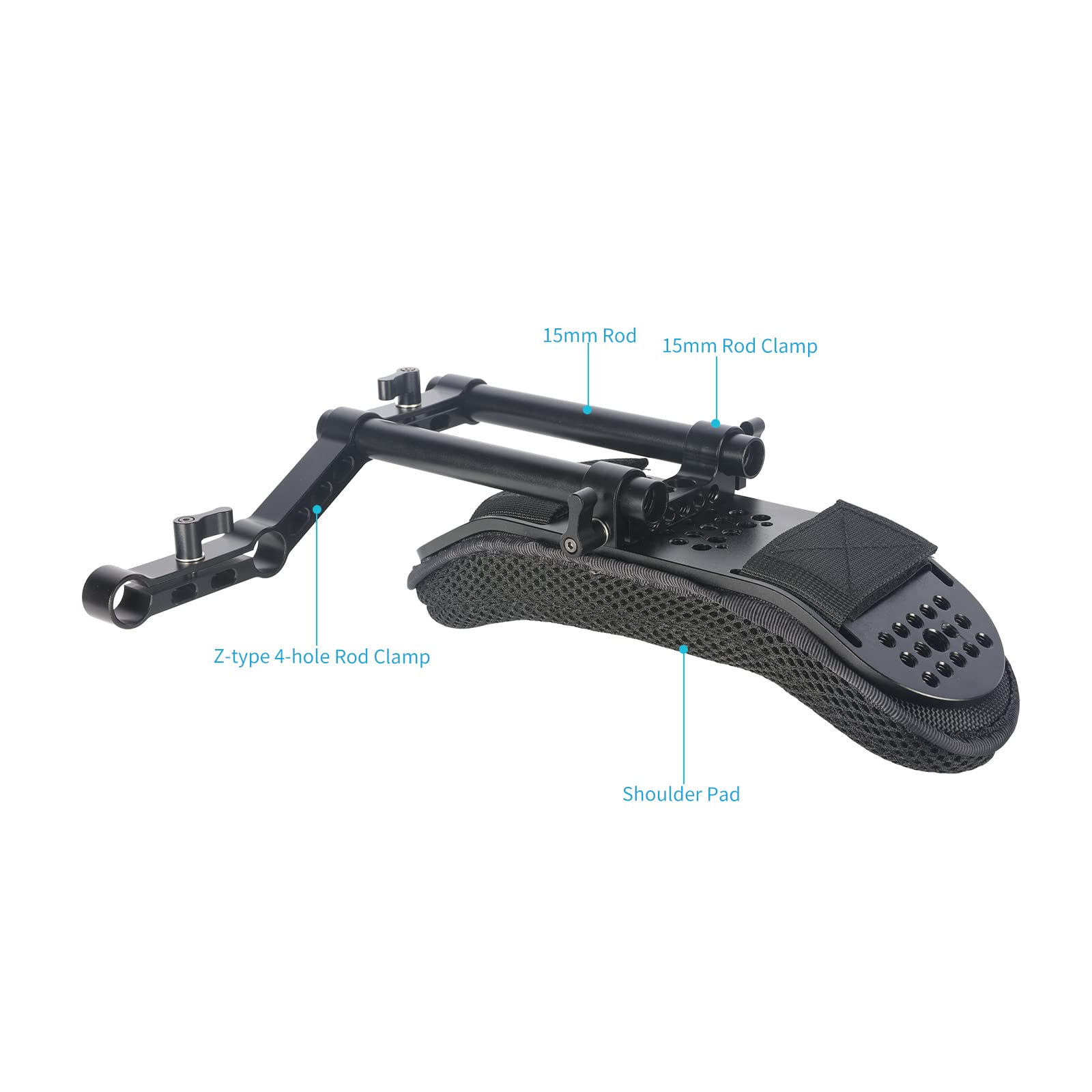[Update Version]NICEYRIG Camera Shoulder Pad with 15mm Railblock and Aluminum Alloy Rods for DSLR Video Camcorder Shoulder Stabilizer
