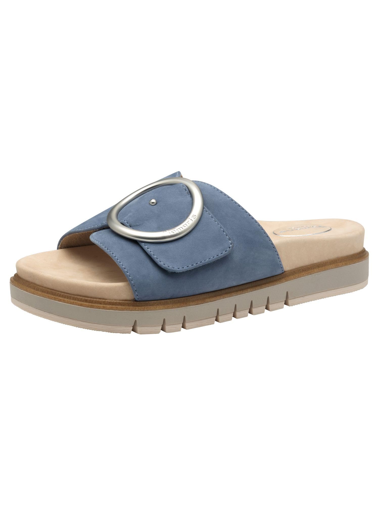 Tamaris Comfort Women’s Leather Mules Elegant, Denim, 7,5 UK
