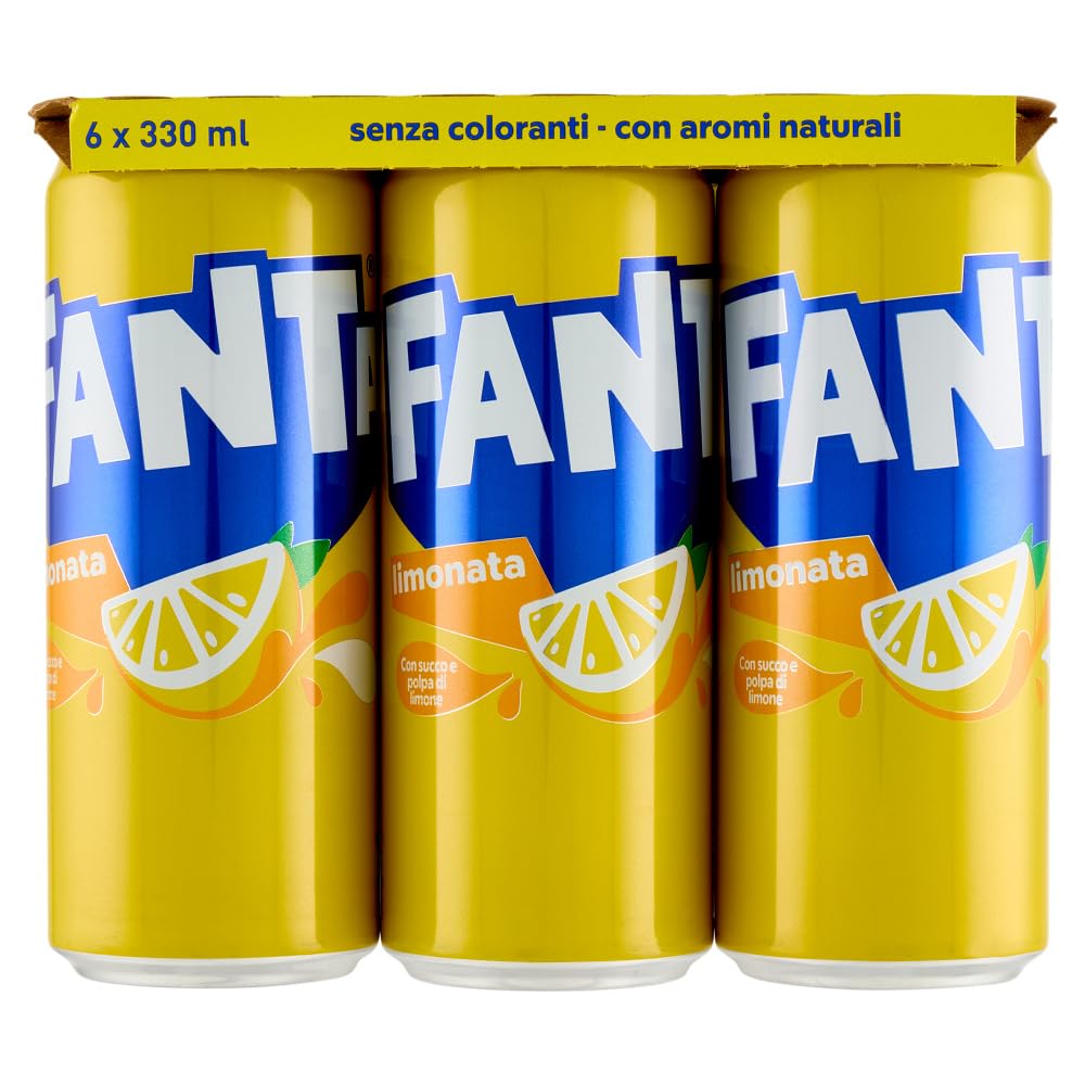 Italian Gourmet Limonata Zitronenlimonade Dosen 48 x 330ml Party Vorrat | Koffeinfrei, mit Zitronensaft; bevanda frizzante analcolica, fresca, Gesamtnettogewicht 15,84 L + Kostenlos Polpa 400g
