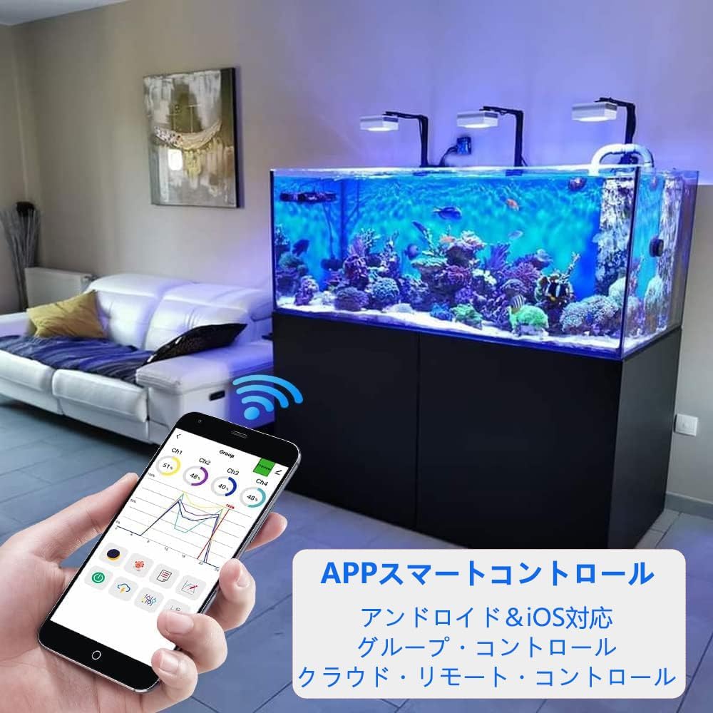 Amazon.co.jp: PopBloom RL90 WiFi 水槽ライト 400watts スマートAPP
