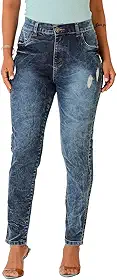 Calça Jeans Feminina com Lycra Slim Cintura Alta Confortável Macia Não Marca Levanta Bumbum Estilosa