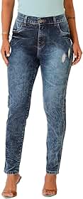 Calça Jeans Feminina com Lycra Slim Cintura Alta Confortável Macia Levanta Bumbum Estilosa