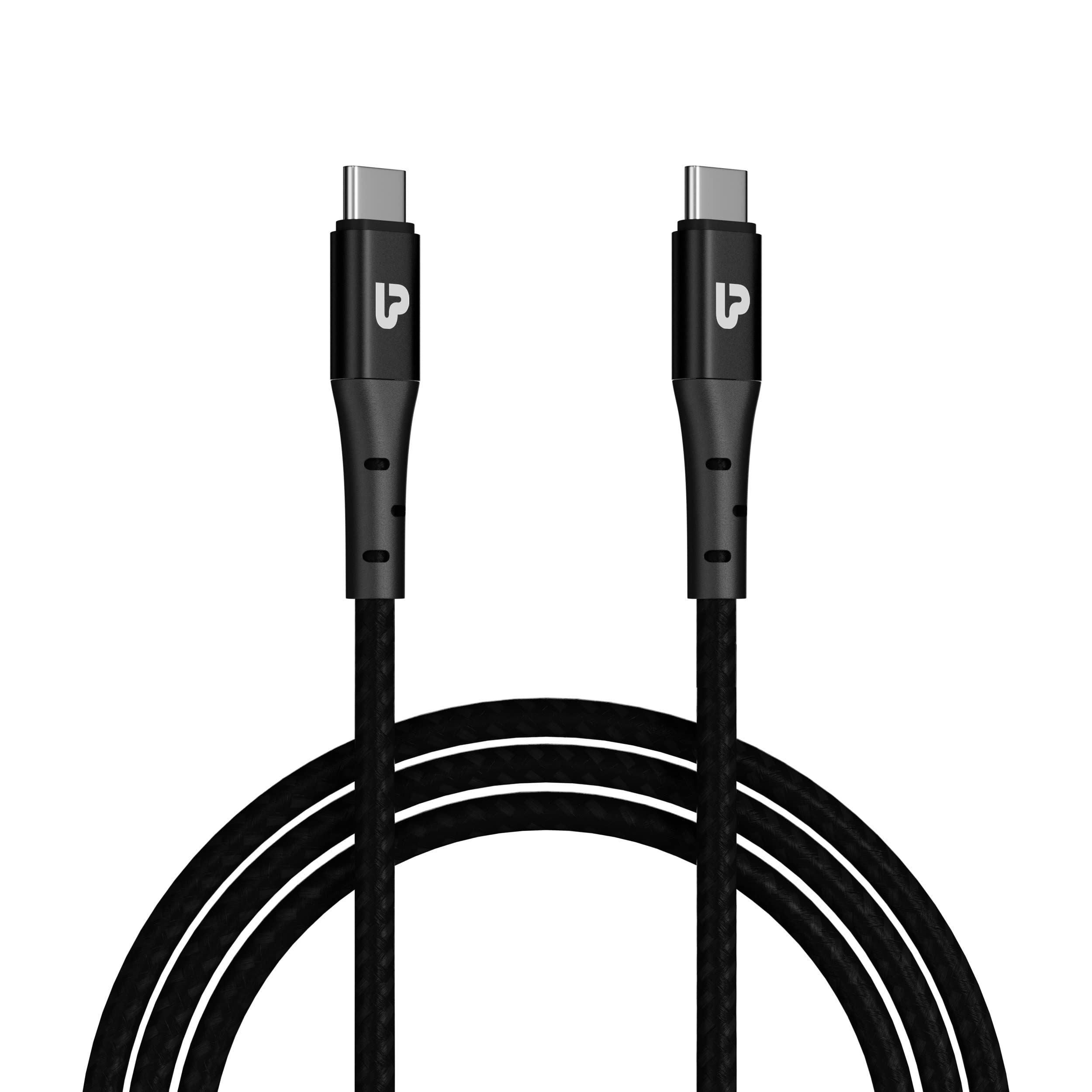 ULTRAPROLINK Zoom 100W Fast Charging Cable | USB Type C to C PD Cable with E-mark | 1.5m long, Black | Type C PD Laptop Cable|Power Delivery Cable|Durable & Tangle-Free |Nylon Braided | UL1108