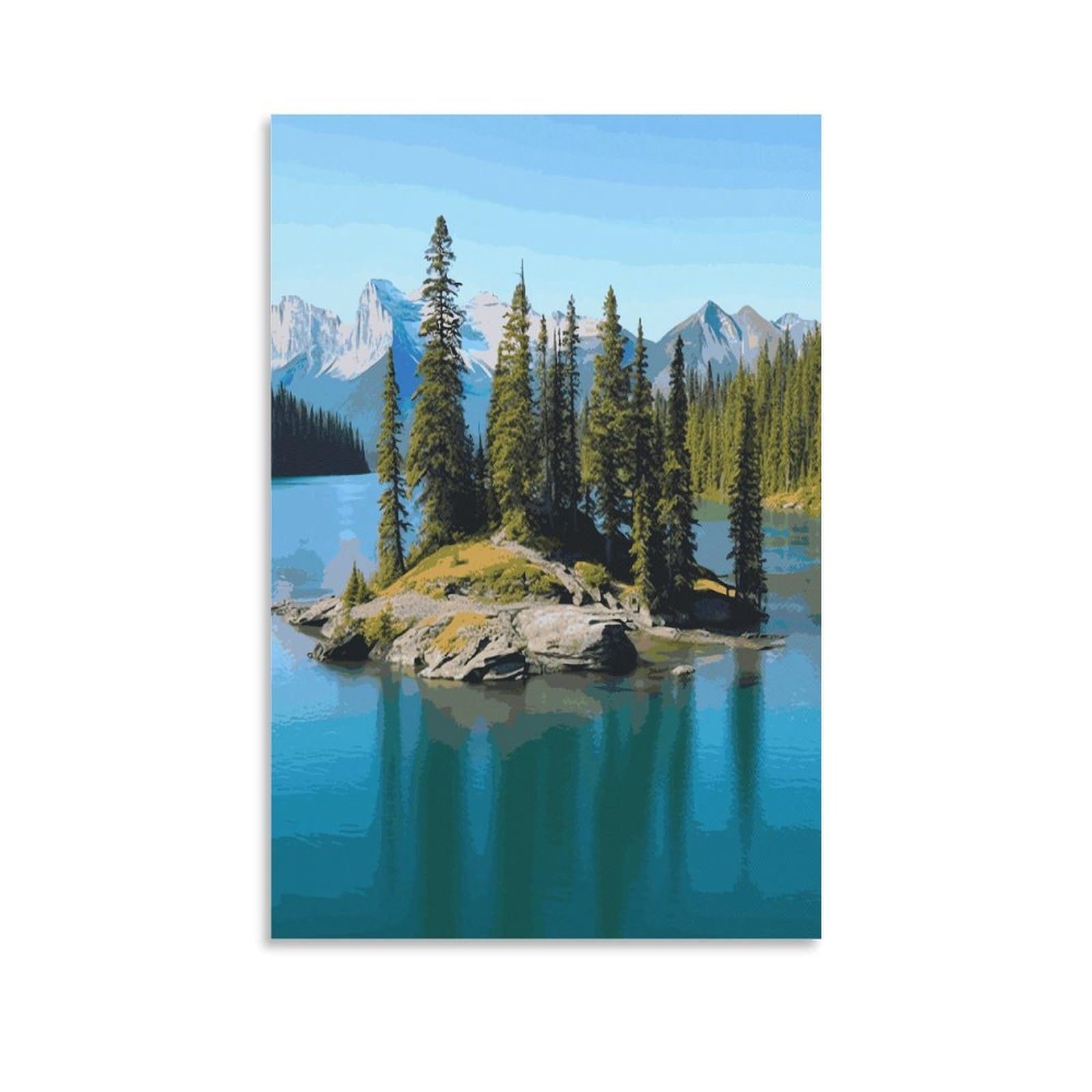 LDGSUPH Spirit Island in Lake Canvas Wall Art Prints Hangable Decor Painting for Wall Prints Painting Artwork Modern Decorative Artwork Ready to Hang Wall Pictures for Home Decor 20x30inch(50x75cm)