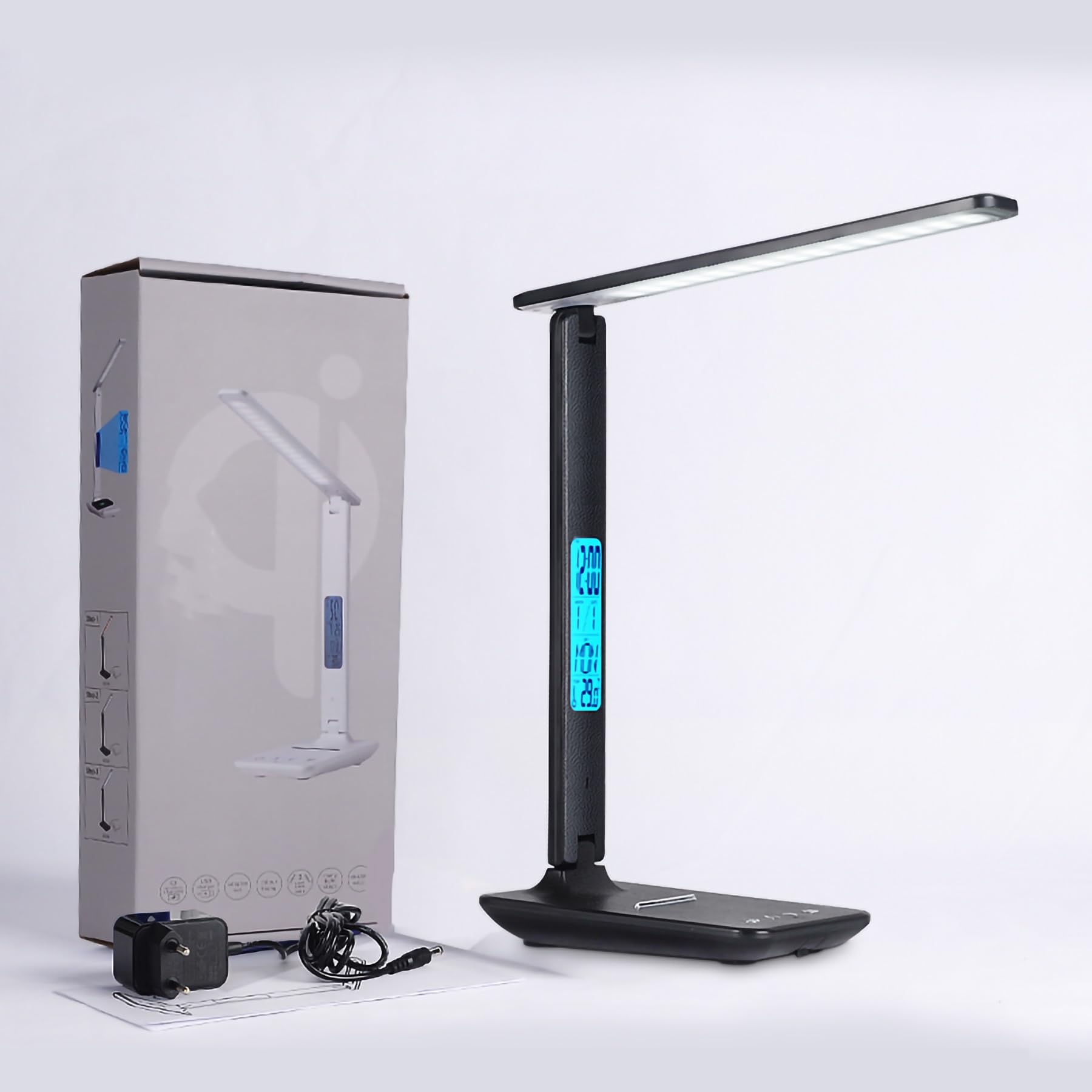 Lampa biurkowa LED z szybkim ładowaniem bezprzewodowym, 3 temperaturami barwowymi i 5-stopniowym przyciemnianiem, ładowana przez USB ściemniana lampka do czytania Lampy biurkowe Office (Color : White