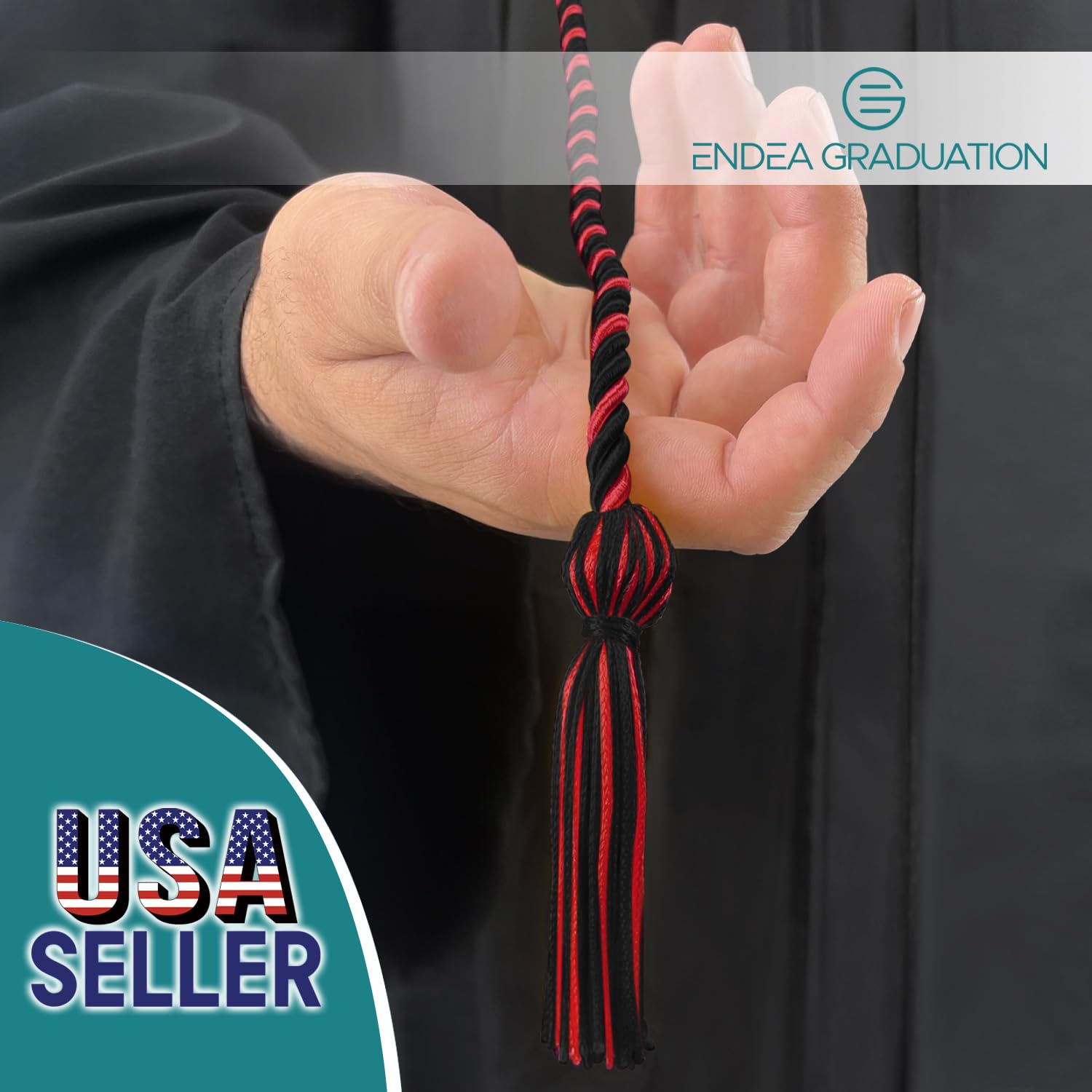 Endea Graduation Single Honor Cord Two-Color (Black/Red)