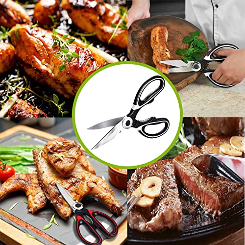 KISUOMAOYI Heavy Duty Kitchen Scissors, Sharp Kitchen Scissors Multipurpose Utility Stainless Steel Scissor, Kitchen Shears for Chicken, PoultryMeat, Vegetables, Herbs, BBQ,Bottle & Jar Opener(2pcs ) - Image 7