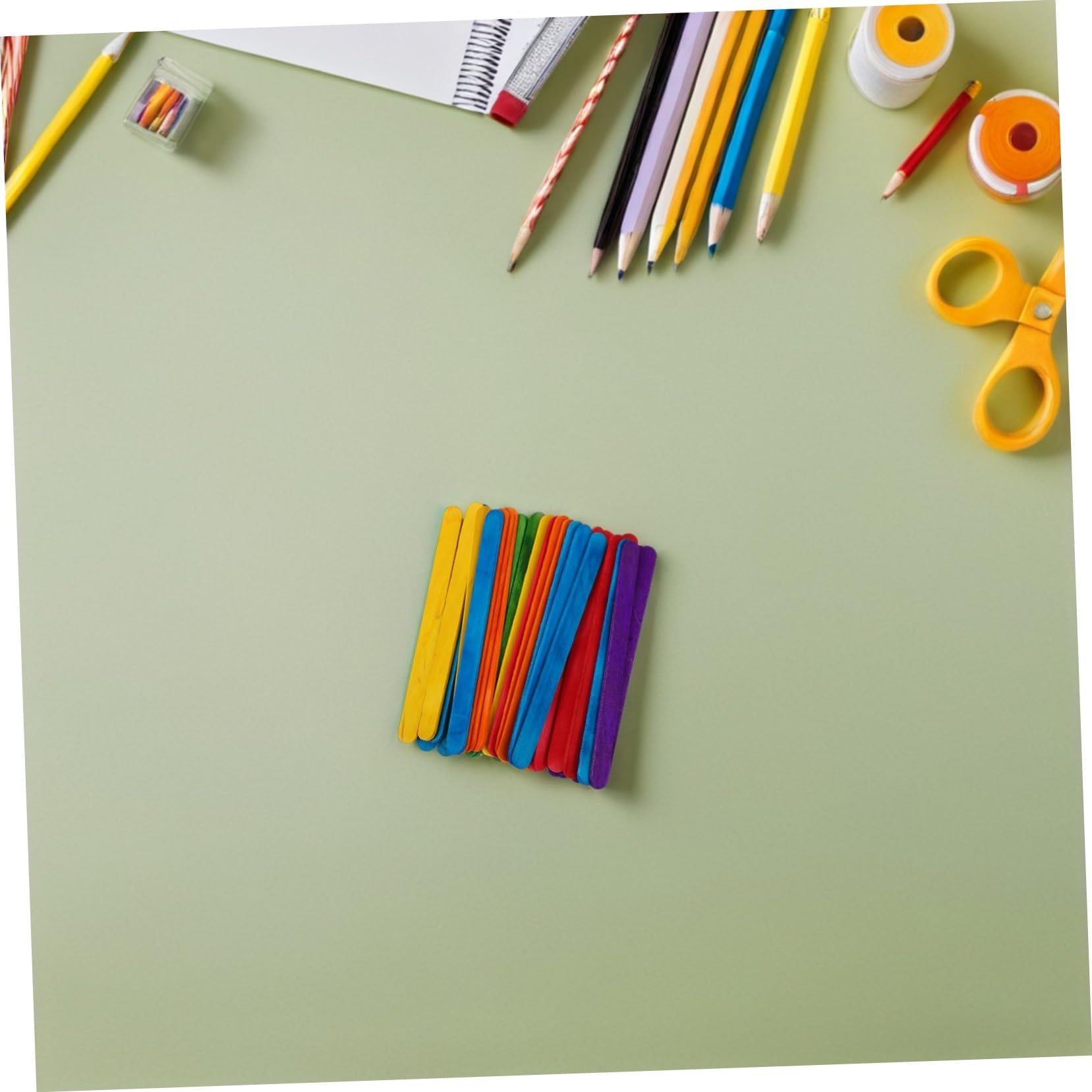 Colores Palitos 500 Madera Manualidades de Piezas para Infantiles | Madera, 114x10x2mm, Reutilizables, para Aula y Proyectos Científicos, Nontóxicos