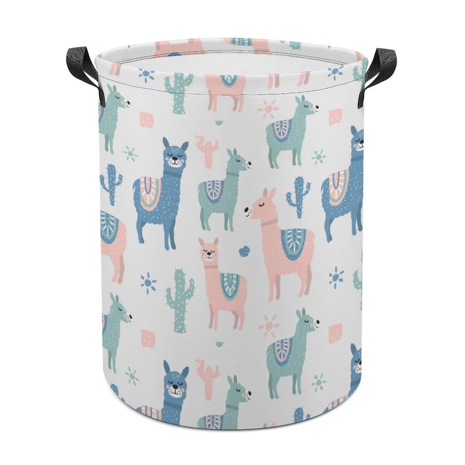Wlntrophic Laundry Hamper, Alpaca Cactus Laundry Basket, Washing Basket with Handle