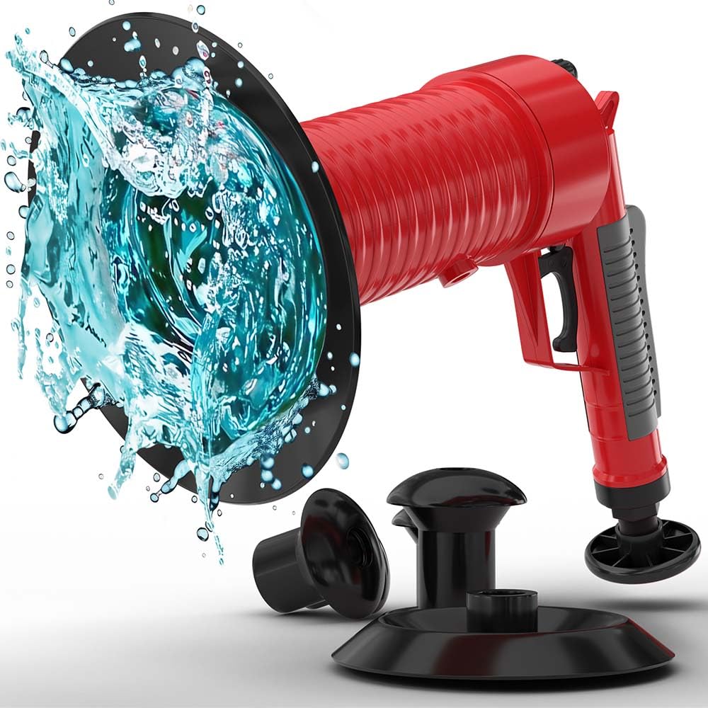 Pistolet deboucheur canalisation [3 bar] - Déboucheur à pompe pour nettoyer rapidement et efficacement les tuyaux - Deboucheur air comprime idéal pour la cuisine, la salle de bain et les toilettes !
