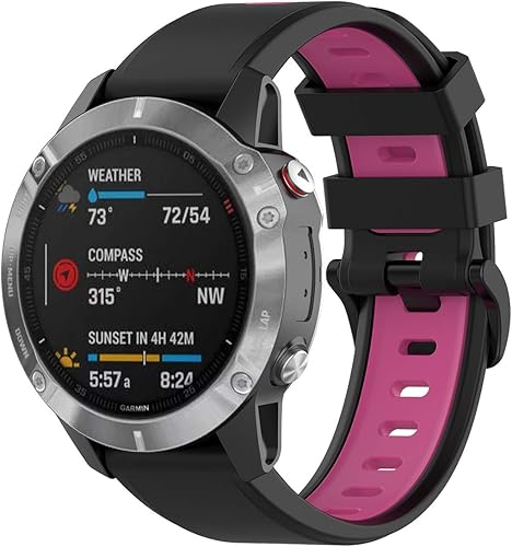 Miniatura 9 de Correa de repuesto compatible con Garmin Fenix 6 Sapphire Watch, Forerunner 945, 0.866in, de silicona Quickfit, compatible con Garmin Instinct,