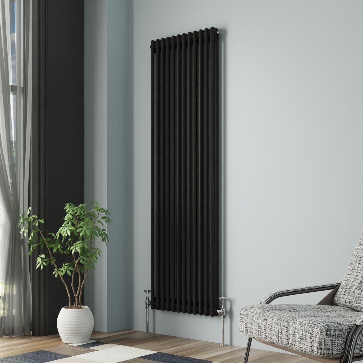 Nrg Black Column Radiator 1800X560mm Double Cast Iron Rads